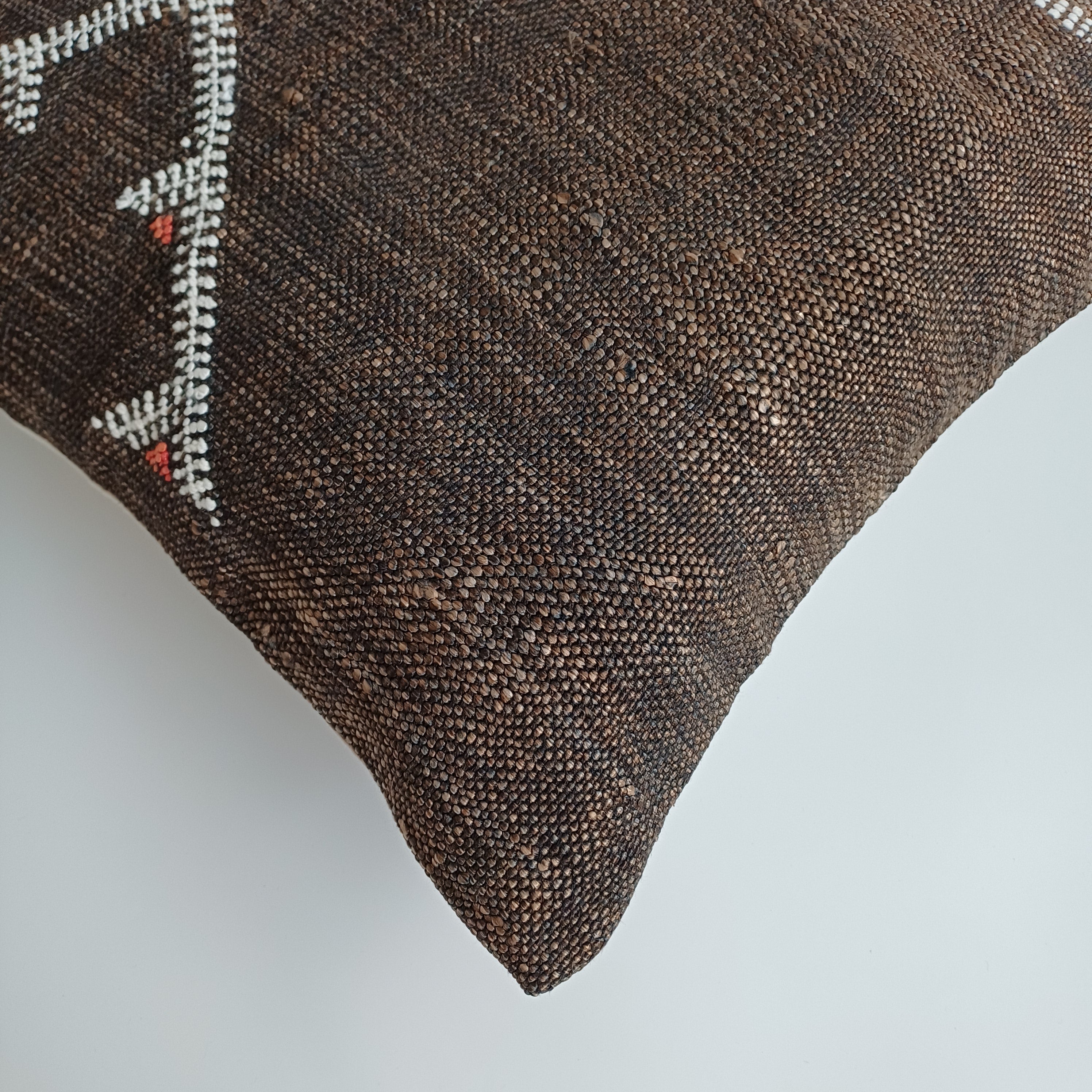 Moroccan Handmade Brown Cactus Silk Cushion Cover 16''x16'' / 40x40 CM