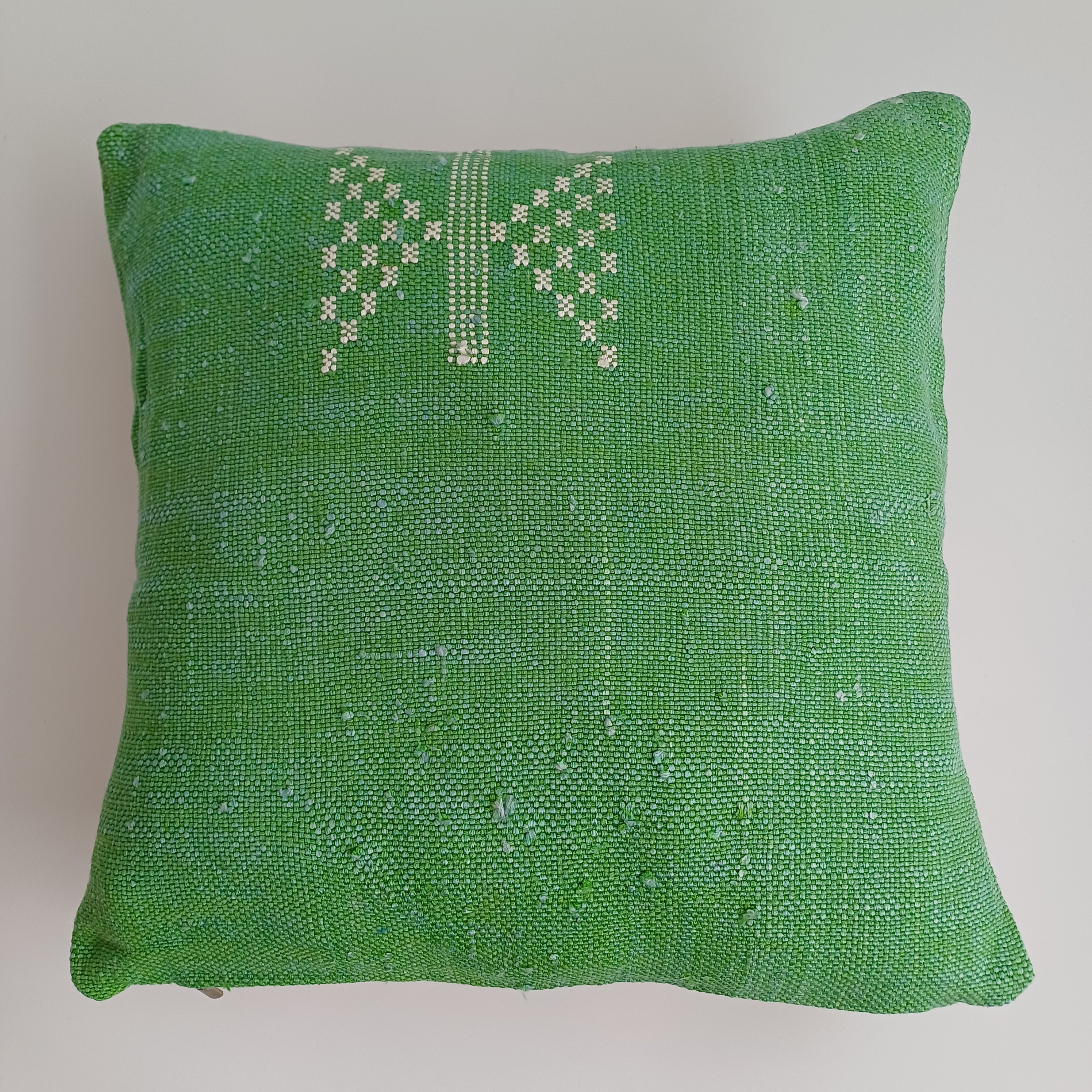 Moroccan Handmade Green Cactus Silk Cushion Cover 16''x16'' / 40x40 CM