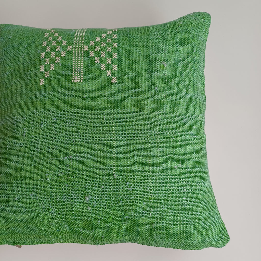 Moroccan Handmade Green Cactus Silk Cushion Cover 16''x16'' / 40x40 CM