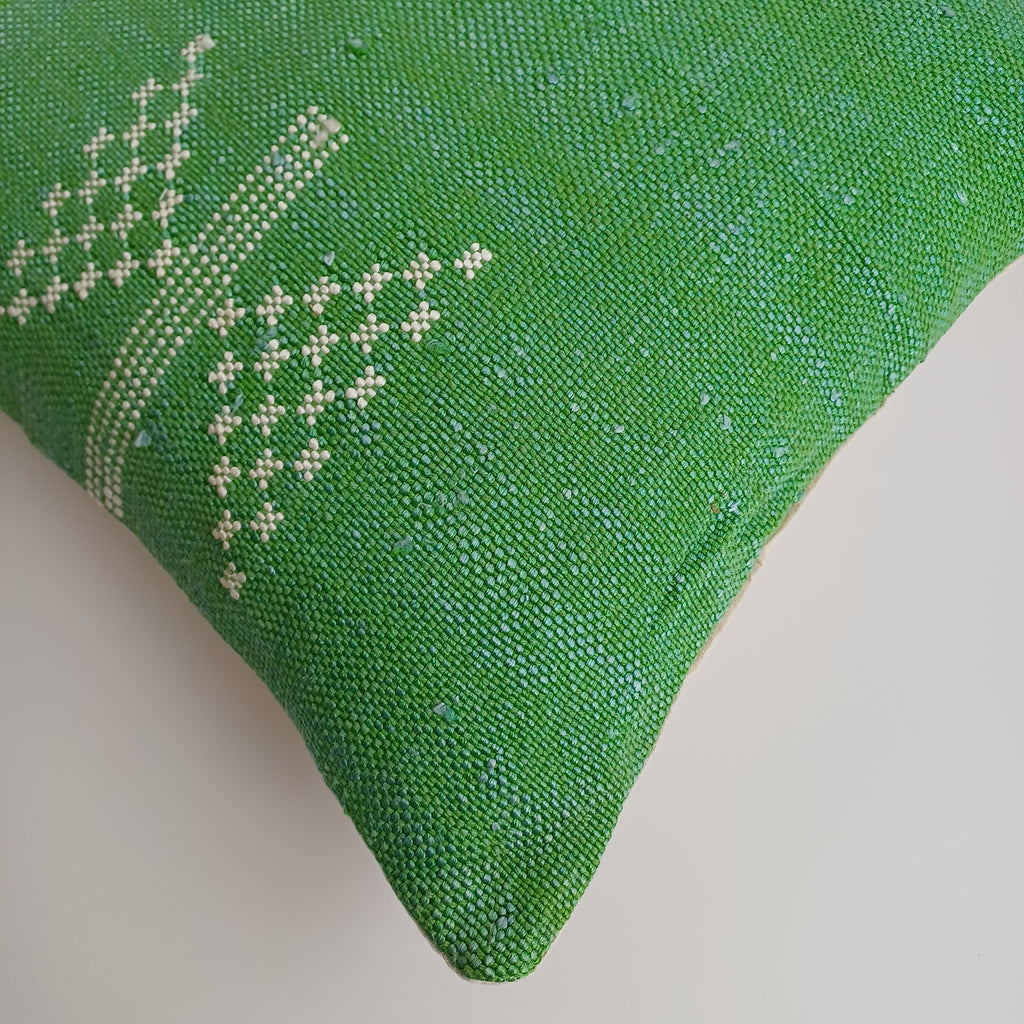 Moroccan Handmade Green Cactus Silk Cushion Cover 16''x16'' / 40x40 CM
