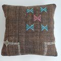 Moroccan Handmade Brown Cactus Silk Cushion Cover 16''x16'' / 40x40 CM