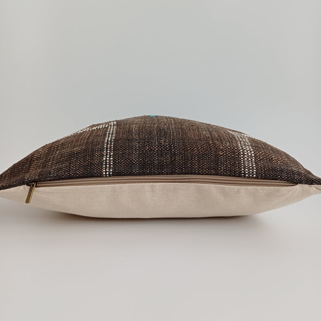 Moroccan Handmade Brown Cactus Silk Cushion Cover 16''x16'' / 40x40 CM