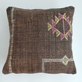 Moroccan Handmade Brown Cactus Silk Cushion Cover 16''x16'' / 40x40 CM