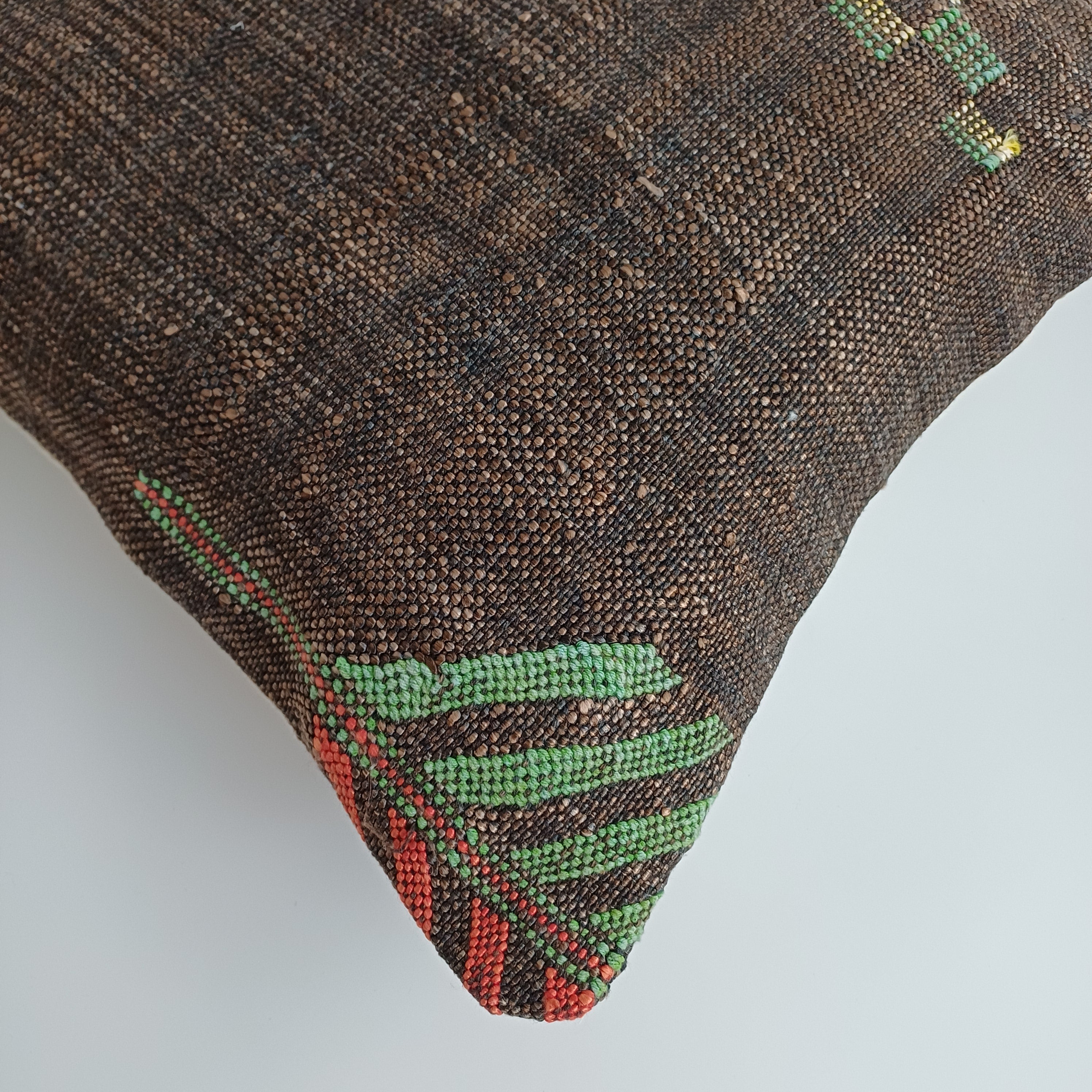 Moroccan Handmade Brown Cactus Silk Cushion Cover 16''x16'' / 40x40 CM