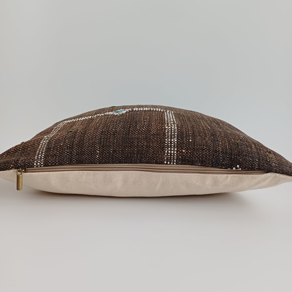 Moroccan Handmade Brown Cactus Silk Cushion Cover 16''x16'' / 40x40 CM