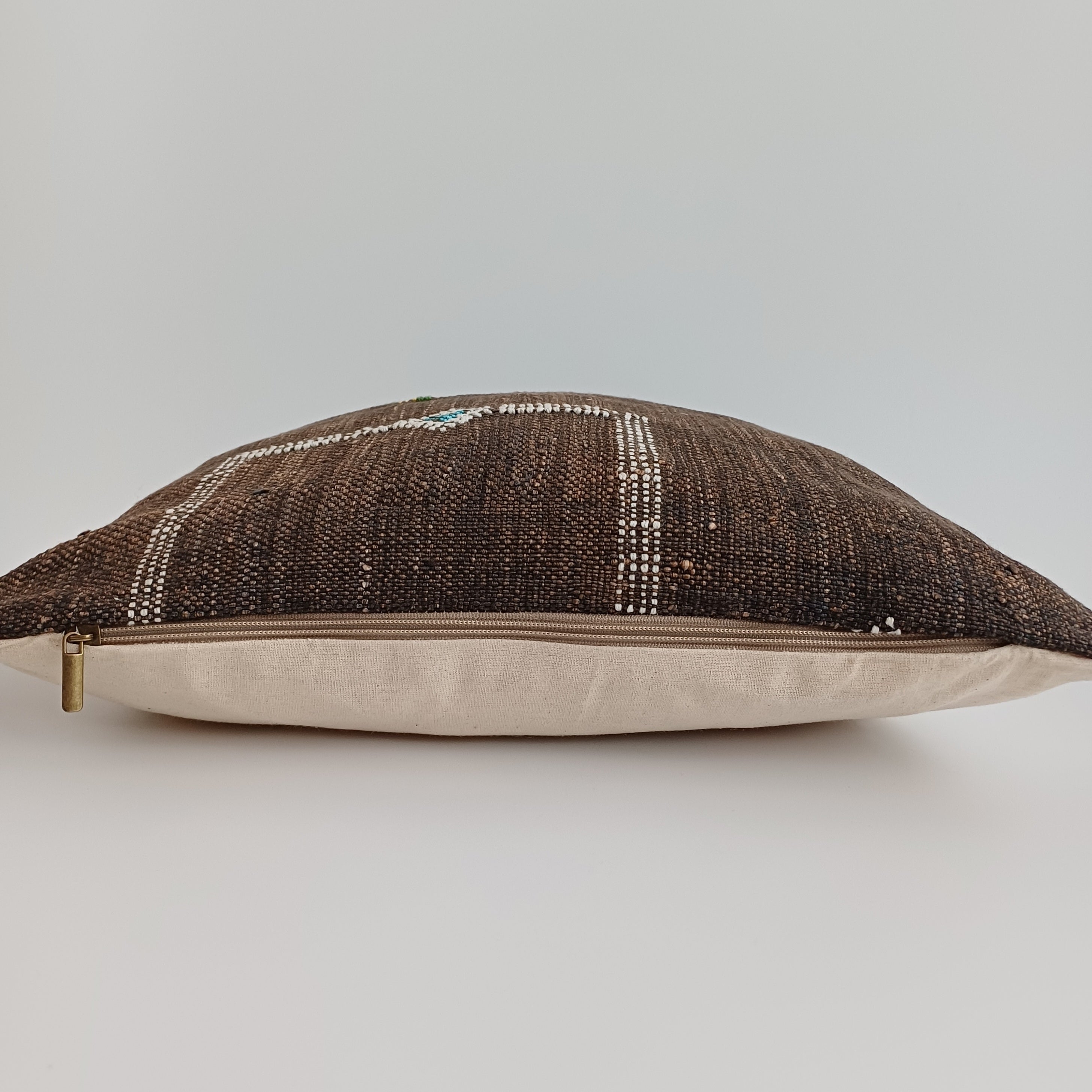 Moroccan Handmade Brown Cactus Silk Cushion Cover 16''x16'' / 40x40 CM