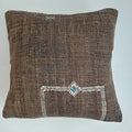 Moroccan Handmade Brown Cactus Silk Cushion Cover 16''x16'' / 40x40 CM