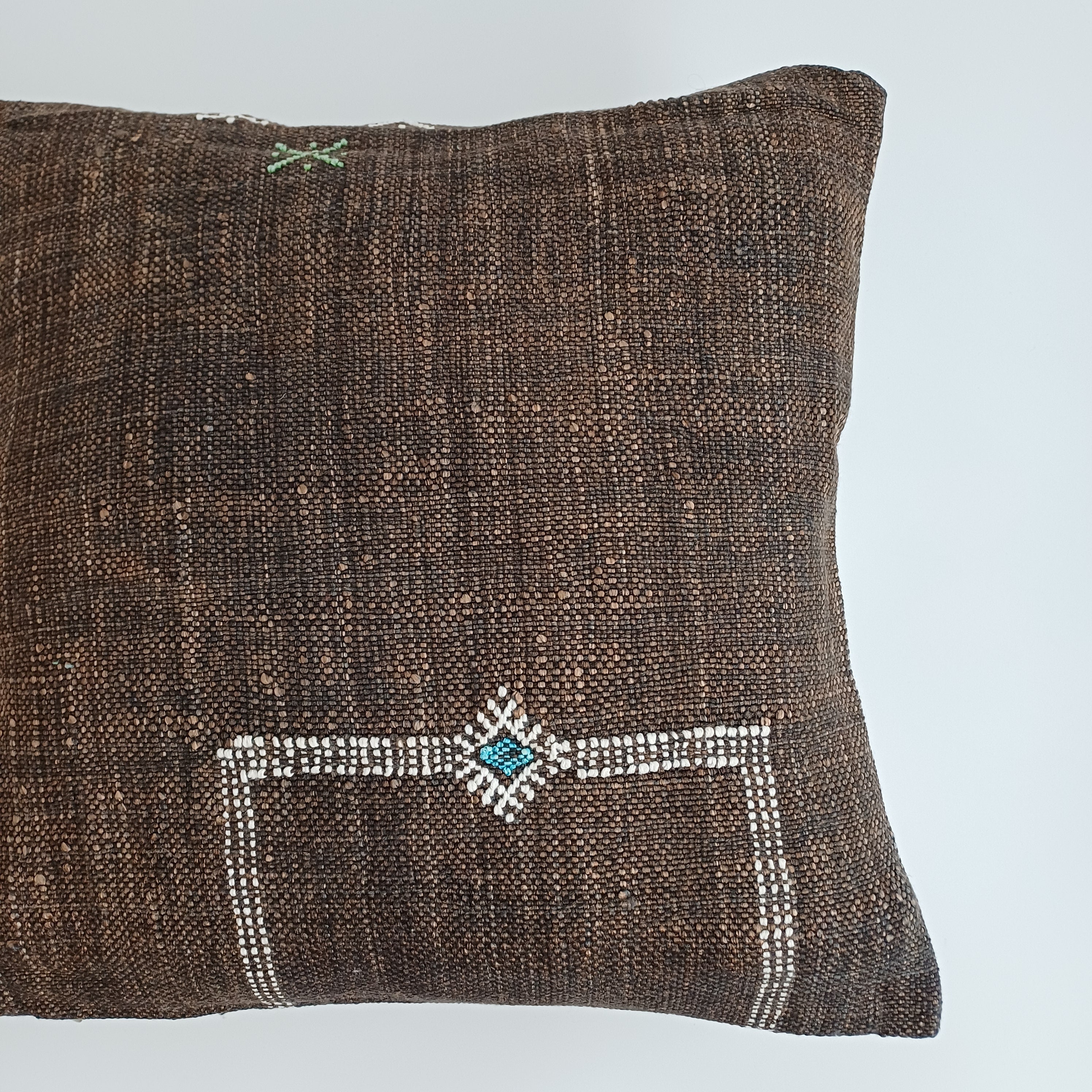 Moroccan Handmade Brown Cactus Silk Cushion Cover 16''x16'' / 40x40 CM