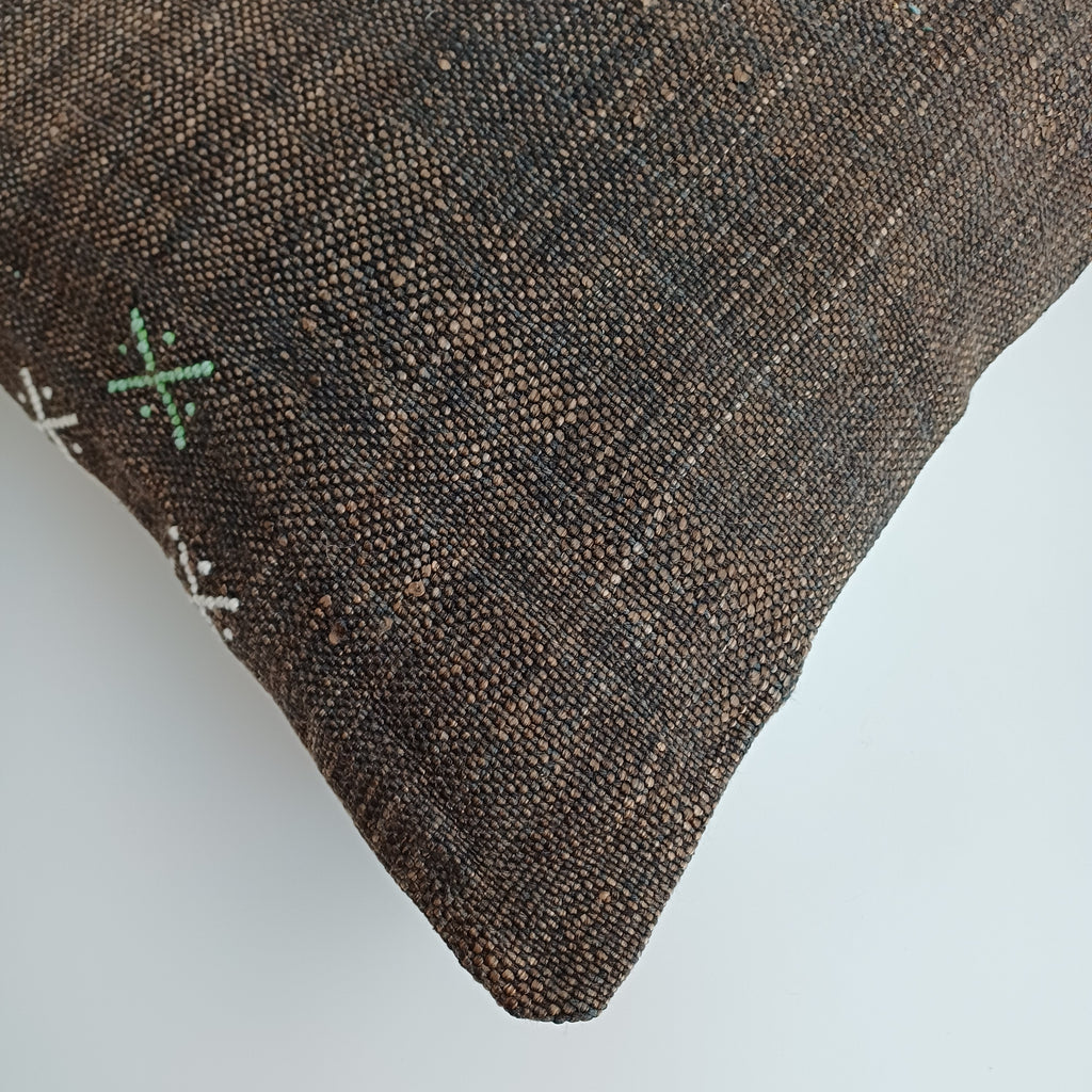 Moroccan Handmade Brown Cactus Silk Cushion Cover 16''x16'' / 40x40 CM
