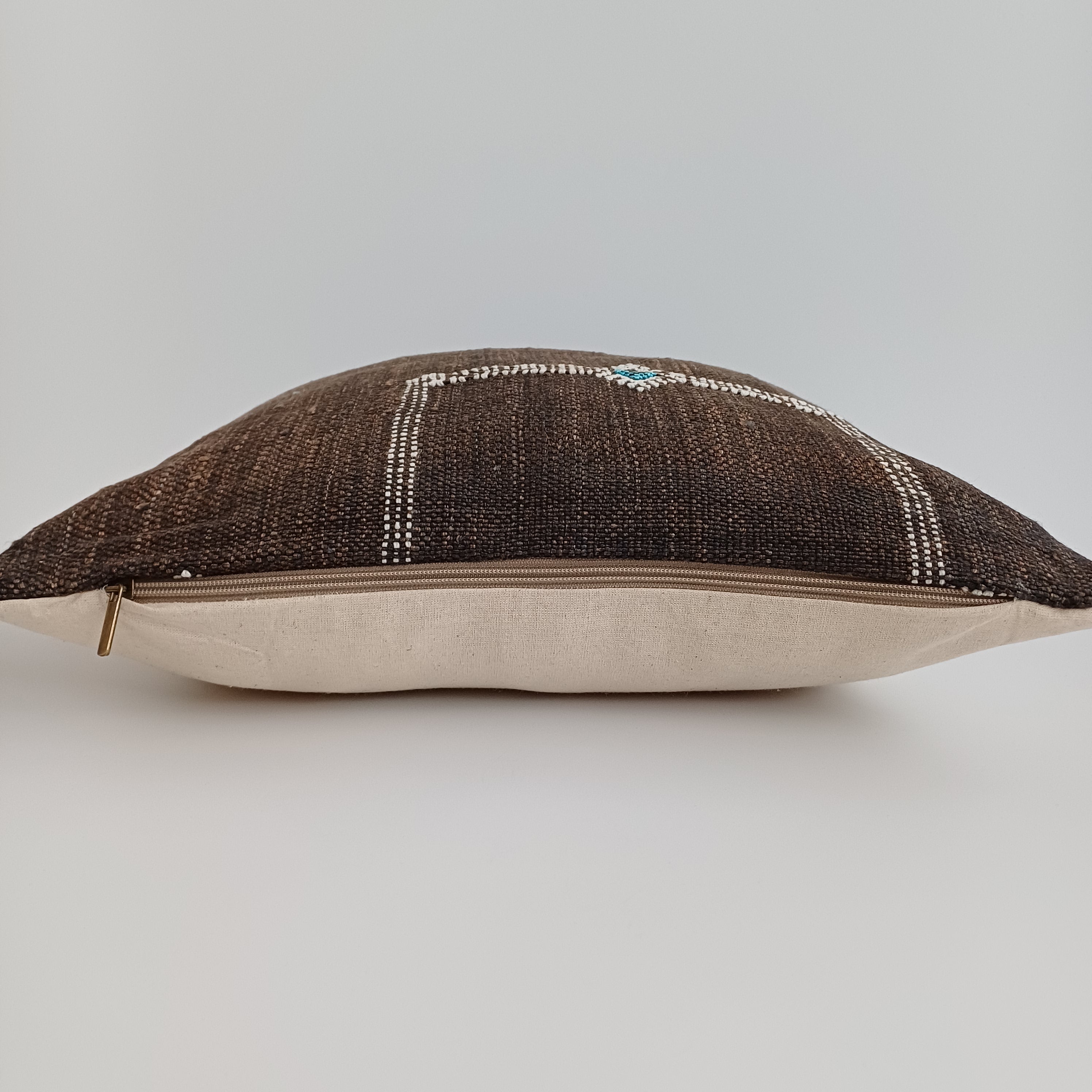 Moroccan Handmade Brown Cactus Silk Cushion Cover 16''x16'' / 40x40 CM