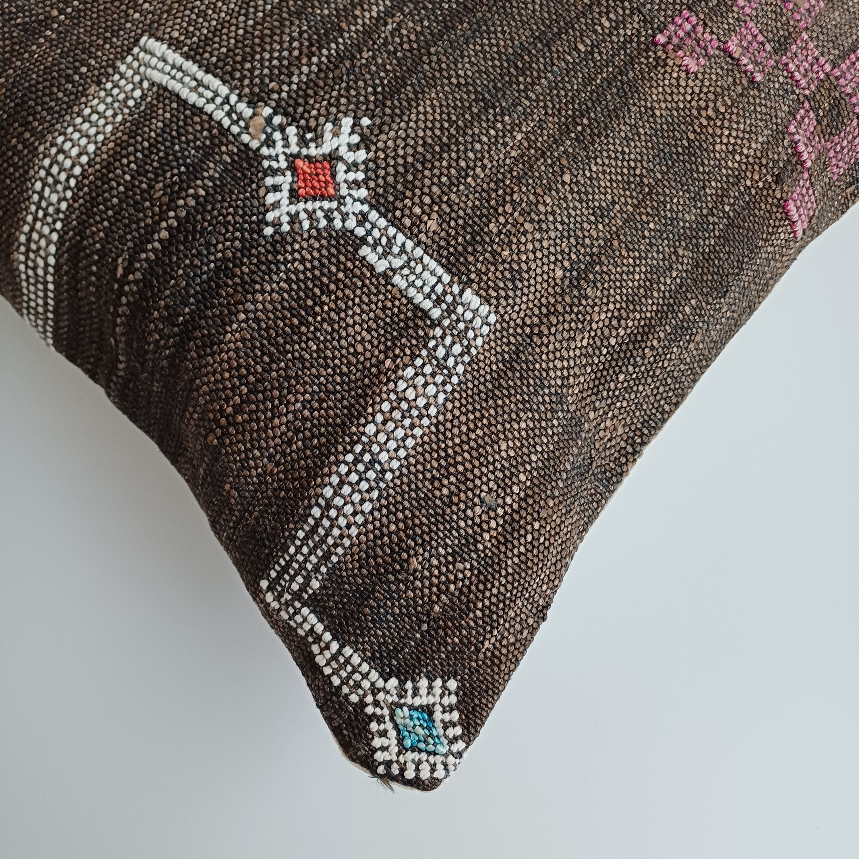 Moroccan Handmade Brown Cactus Silk Cushion Cover 16''x16'' / 40x40 CM