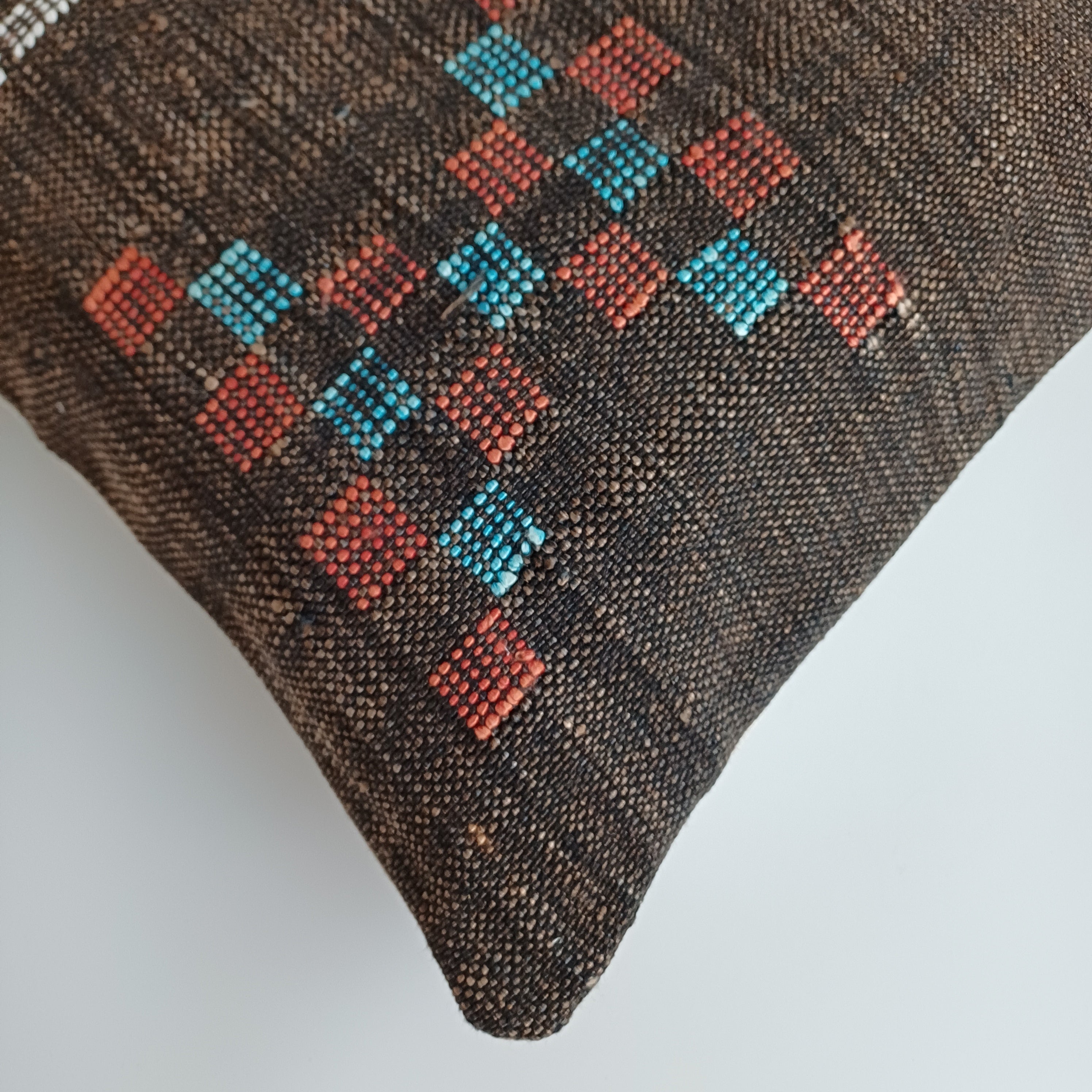 Moroccan Handmade Brown Cactus Silk Cushion Cover 16''x16'' / 40x40 CM