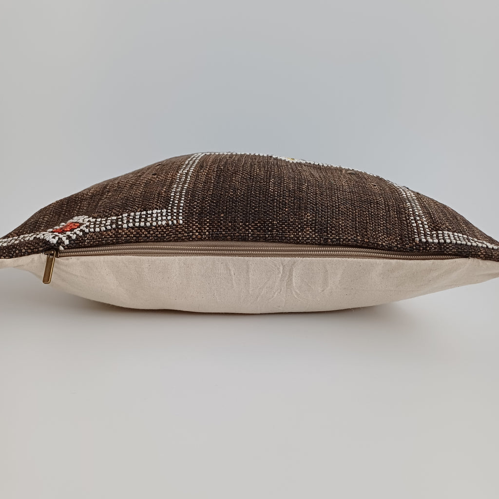 Moroccan Handmade Brown Cactus Silk Cushion Cover 16''x16'' / 40x40 CM