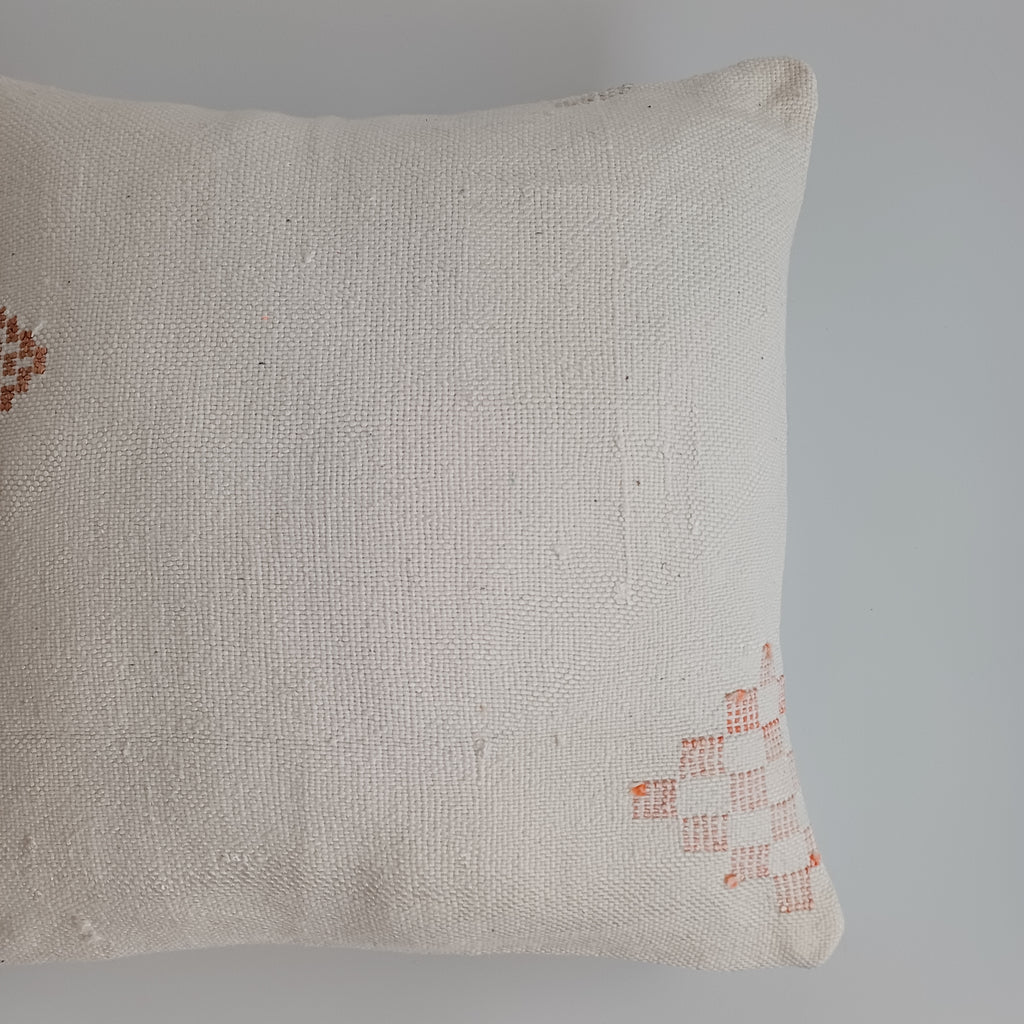 Moroccan Handmade White Cactus Silk Cushion Cover 16''x16'' / 40x40 CM