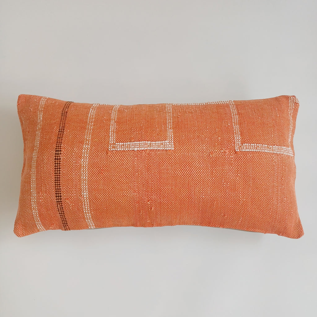 Moroccan Handmade Sunset Orange Cactus Silk Cushion Cover 24''x12'' / 60x30 CM