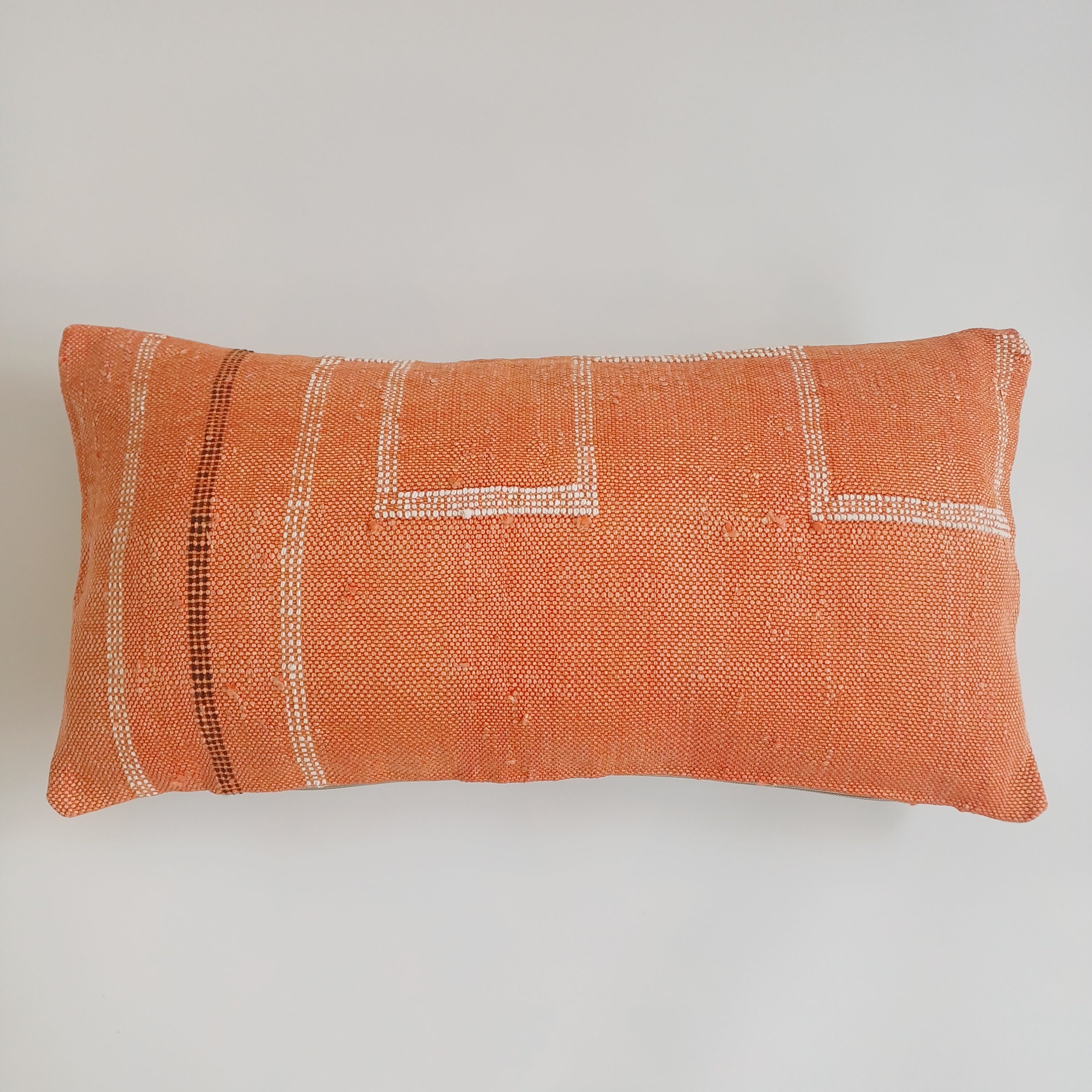Moroccan Handmade Sunset Orange Cactus Silk Cushion Cover 24''x12'' / 60x30 CM
