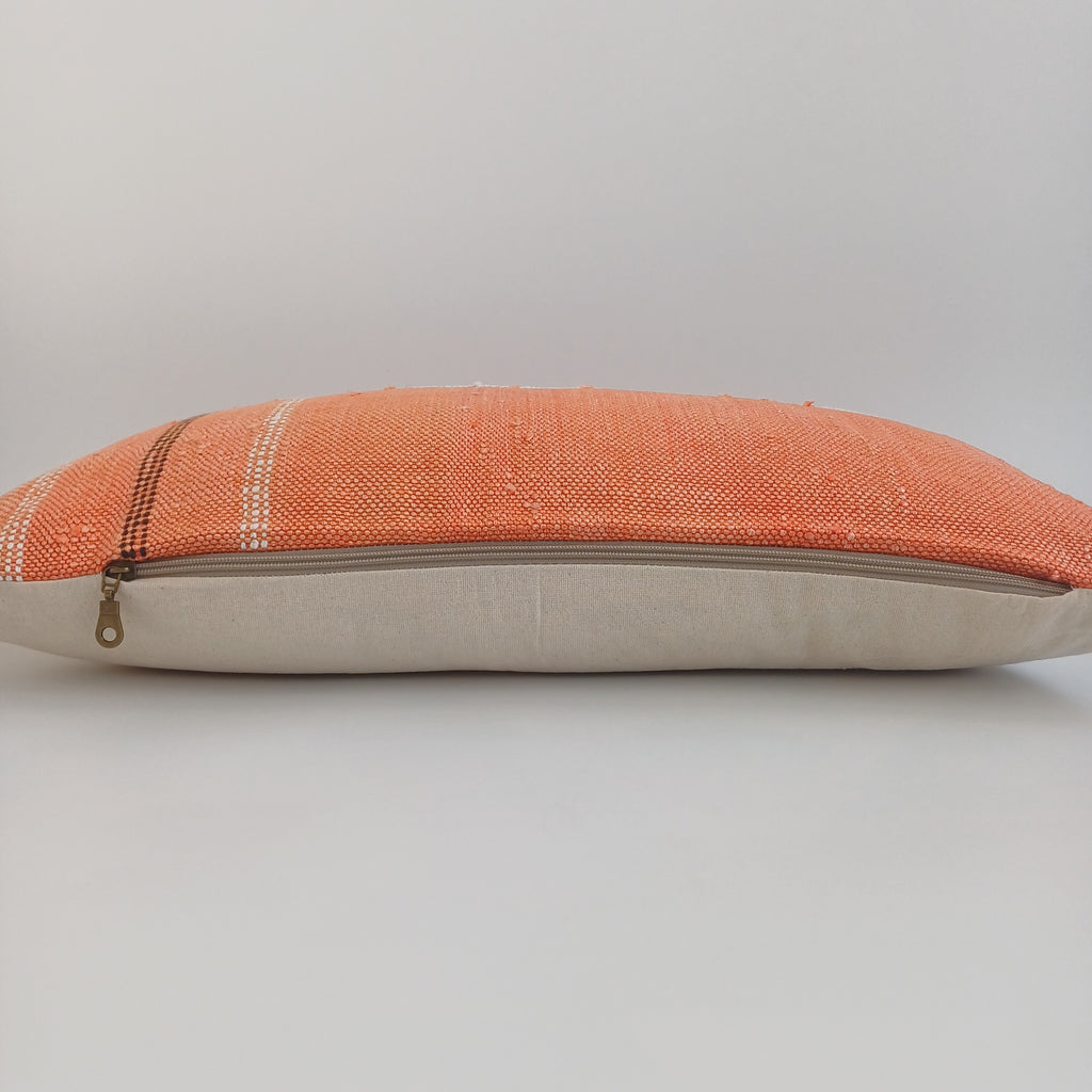 Moroccan Handmade Sunset Orange Cactus Silk Cushion Cover 24''x12'' / 60x30 CM
