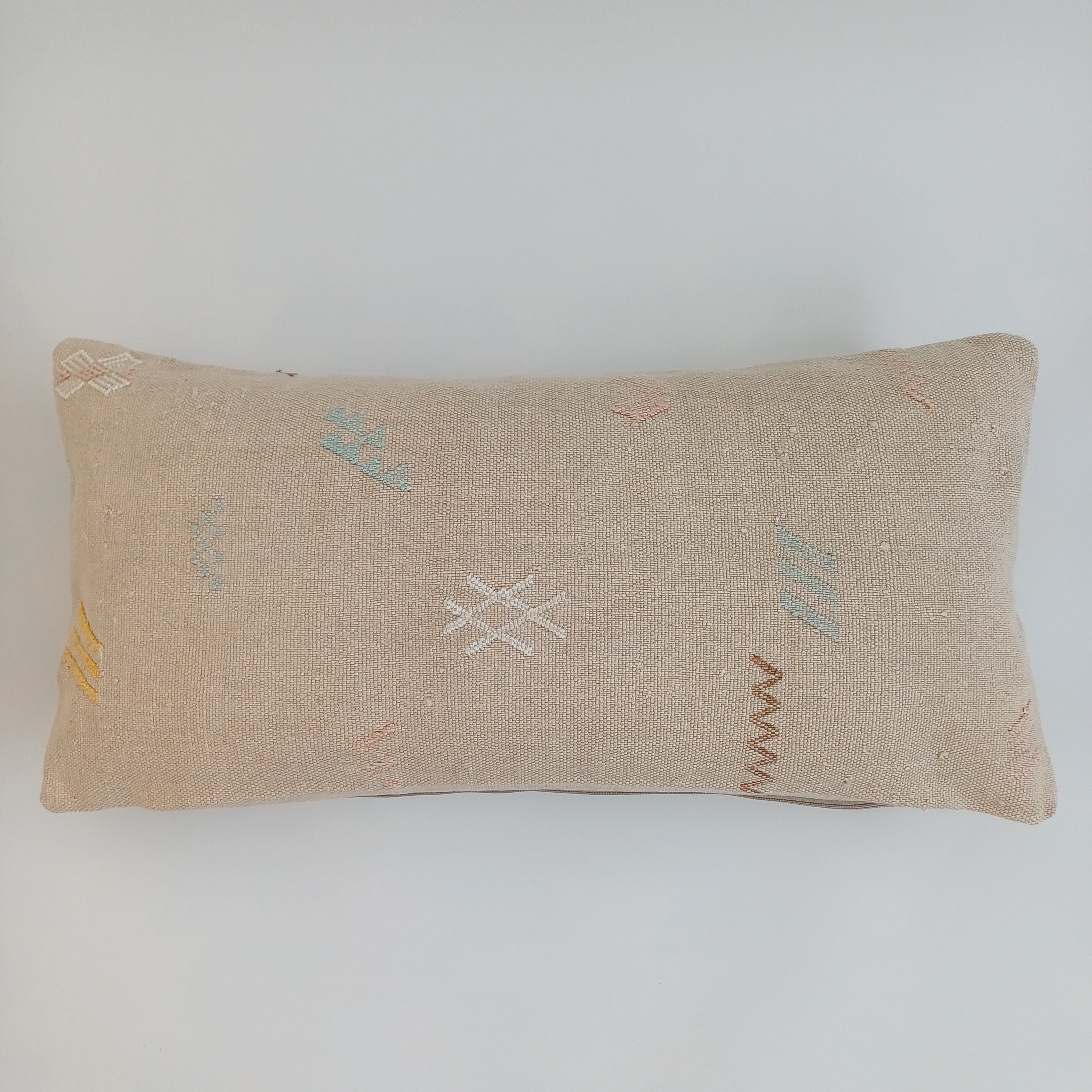 Moroccan Handmade Oatmeal Cactus Silk Cushion Cover 24''x12'' / 60x30 CM