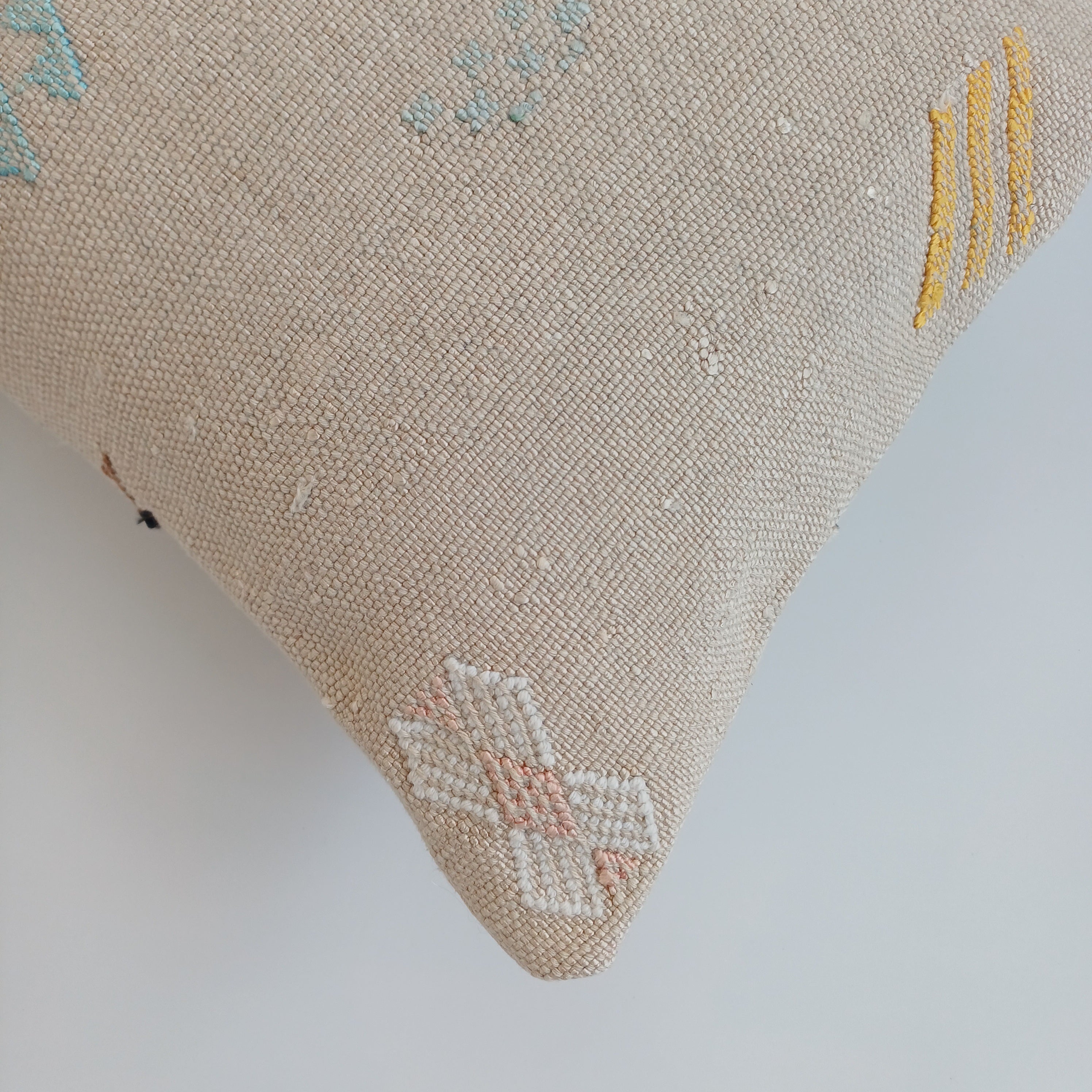 Moroccan Handmade Oatmeal Cactus Silk Cushion Cover 24''x12'' / 60x30 CM