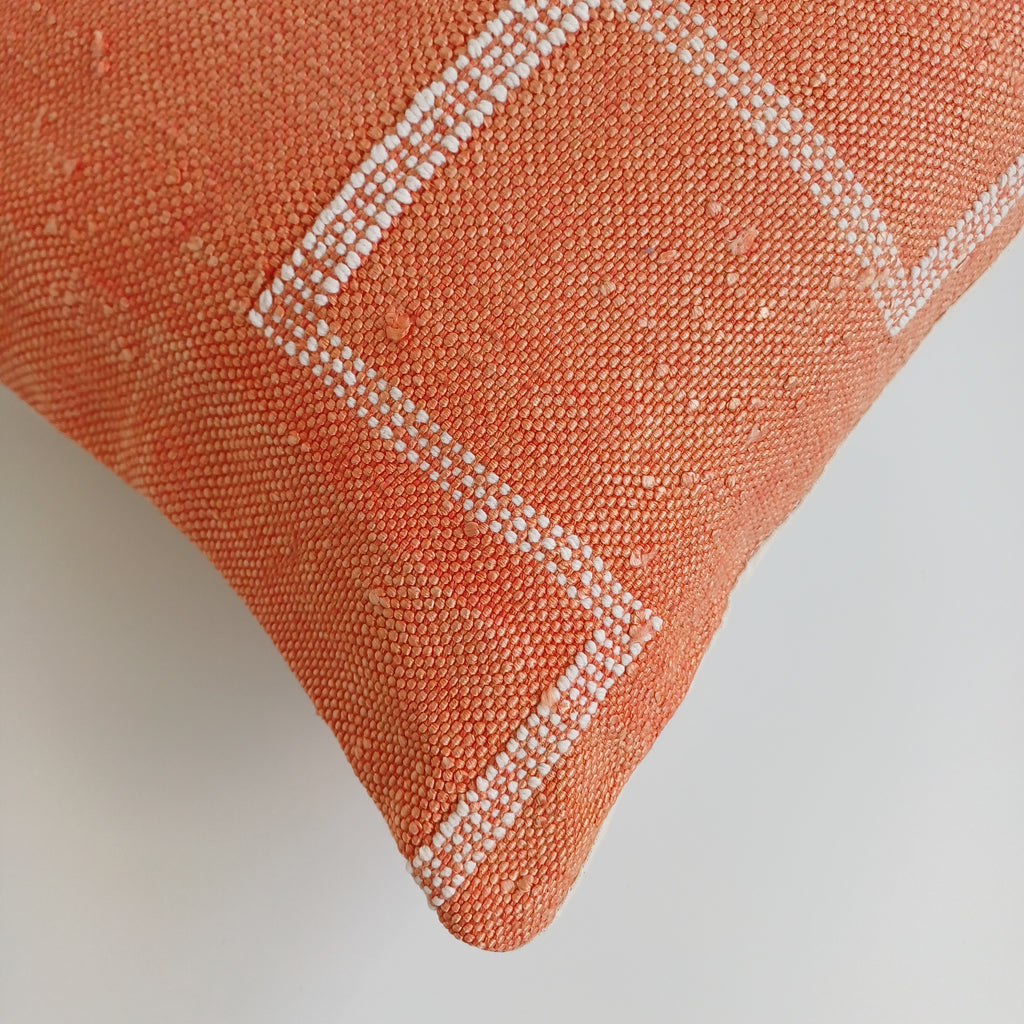 Moroccan Handmade Sunset Orange Cactus Silk Cushion Cover 24''x12'' / 60x30 CM