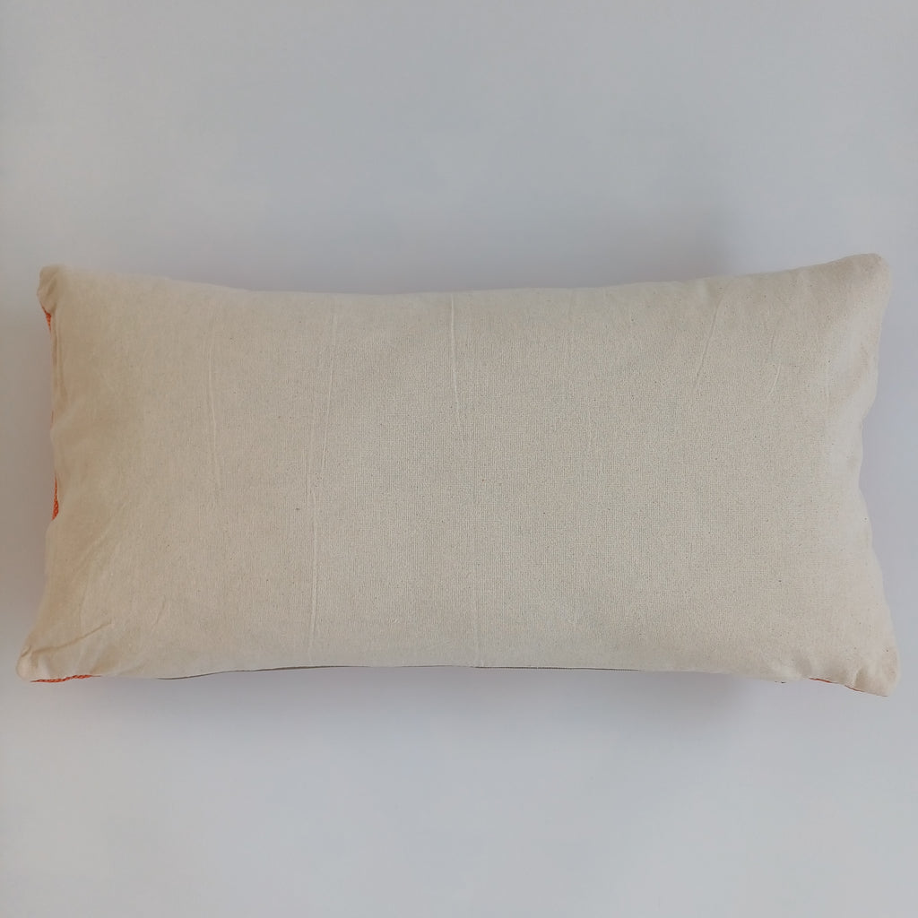 Moroccan Handmade Sunset Orange Cactus Silk Cushion Cover 24''x12'' / 60x30 CM