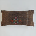 Moroccan Handmade Charcoal Brown Cactus Silk Cushion Cover 24''x12'' / 60x30 CM