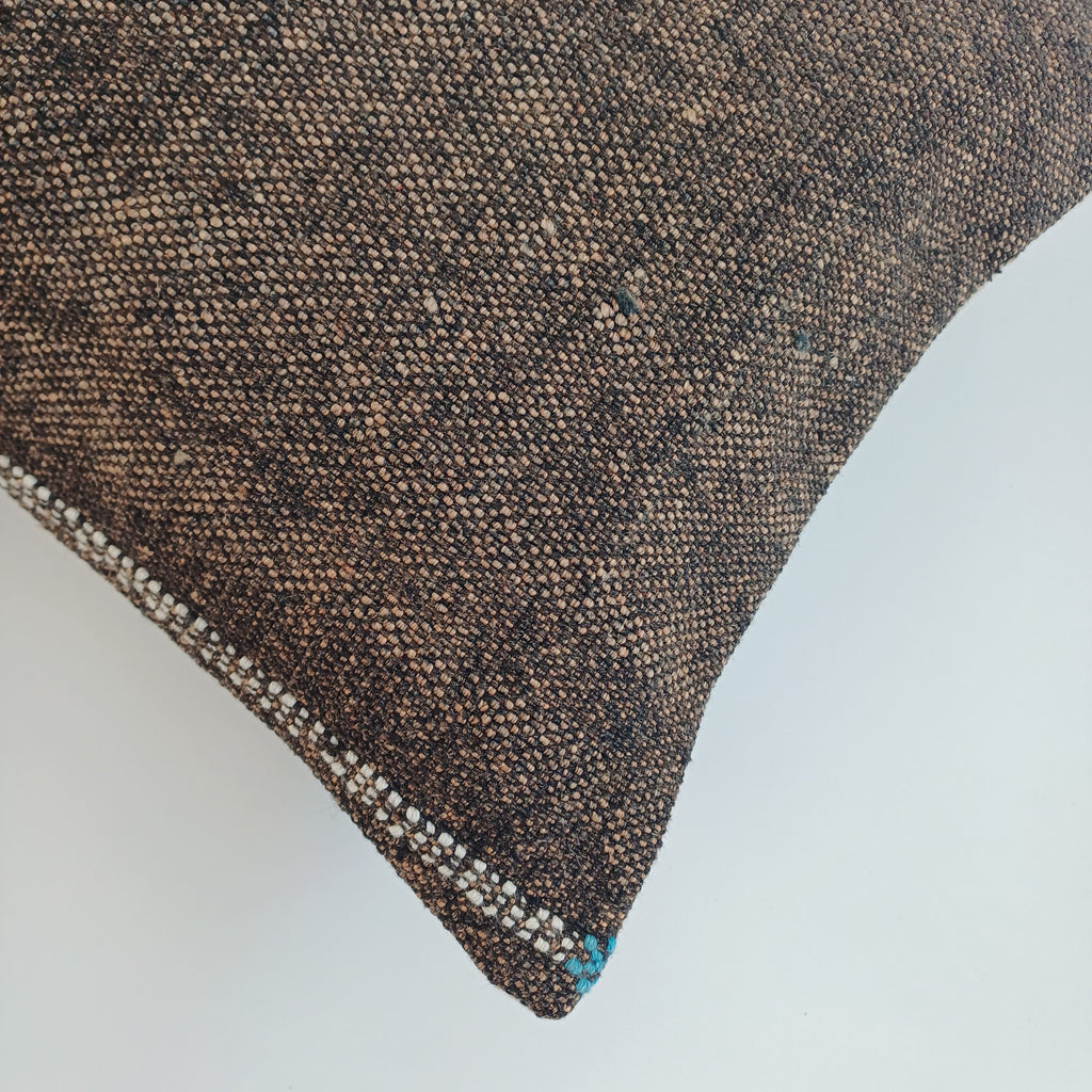 Moroccan Handmade Charcoal Brown Cactus Silk Cushion Cover 24''x12'' / 60x30 CM