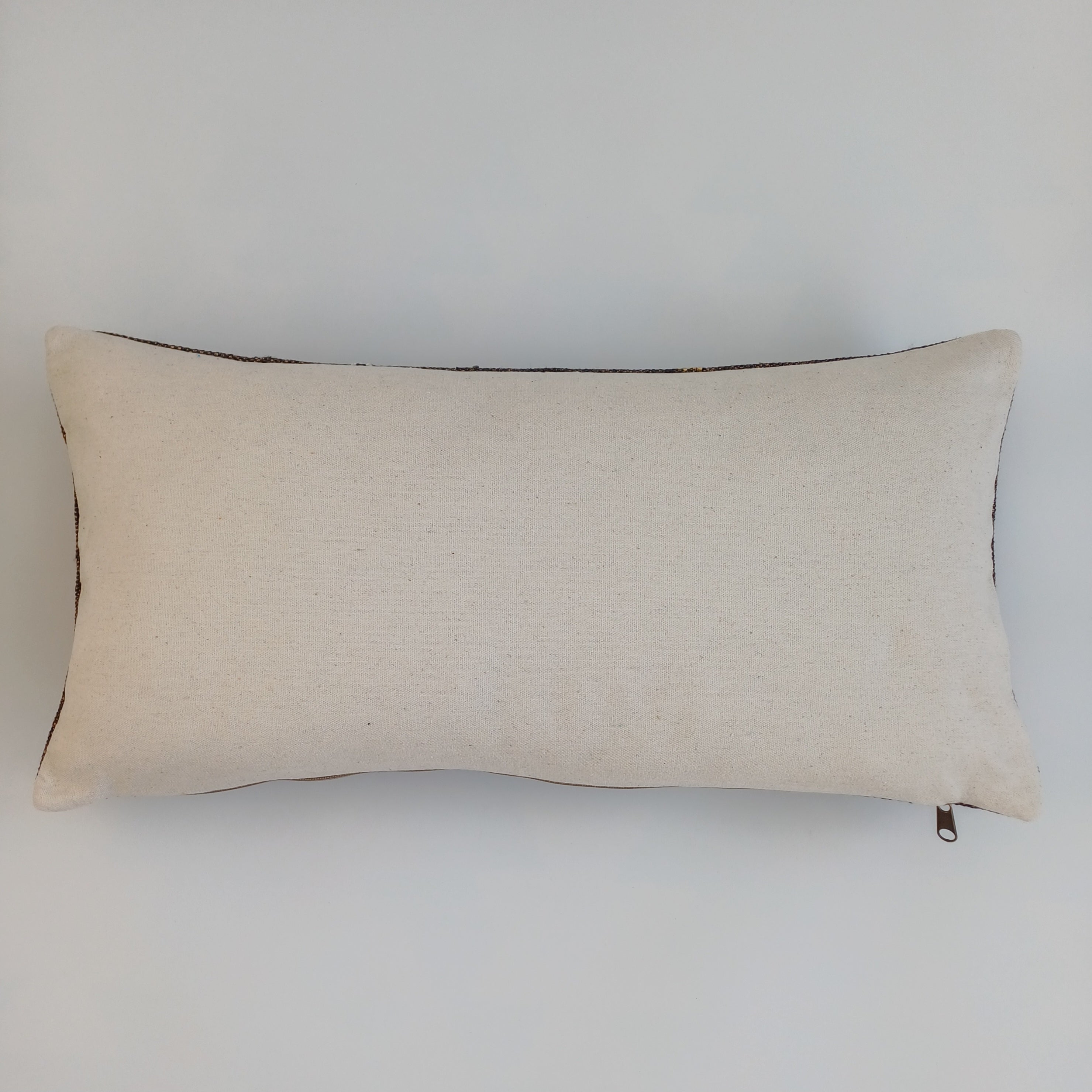 Moroccan Handmade Charcoal Brown Cactus Silk Cushion Cover 24''x12'' / 60x30 CM