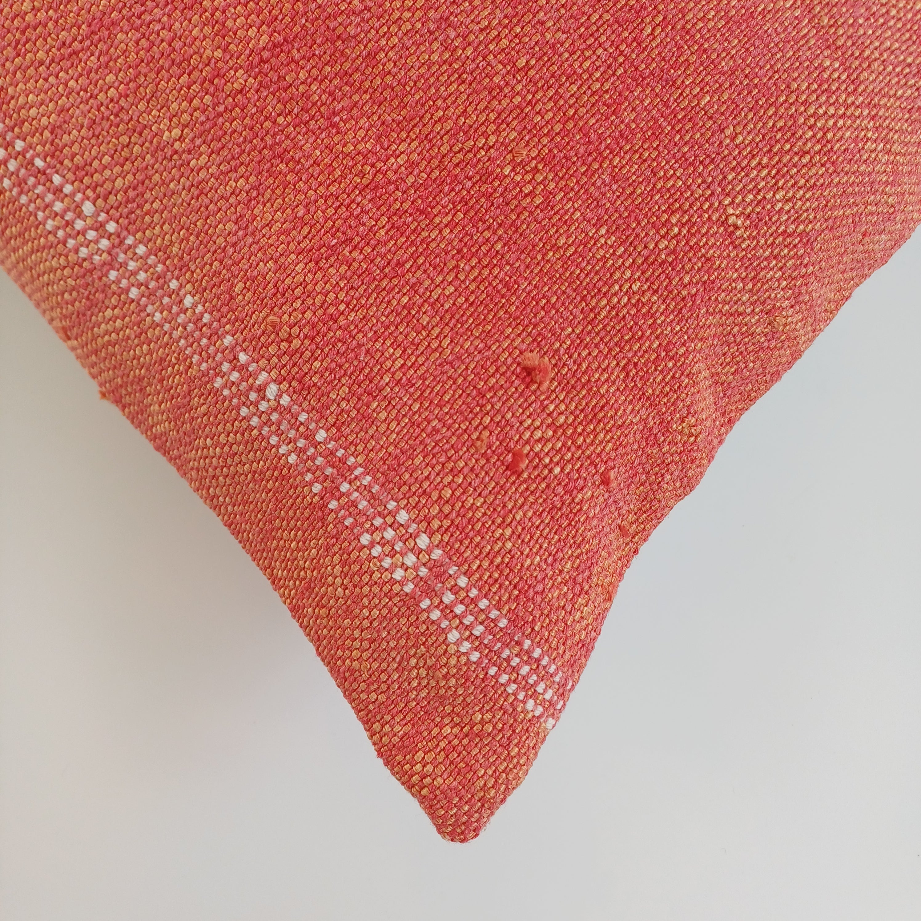 Moroccan Handmade Orange Red Cactus Silk Cushion Cover 24''x12'' / 60x30 CM