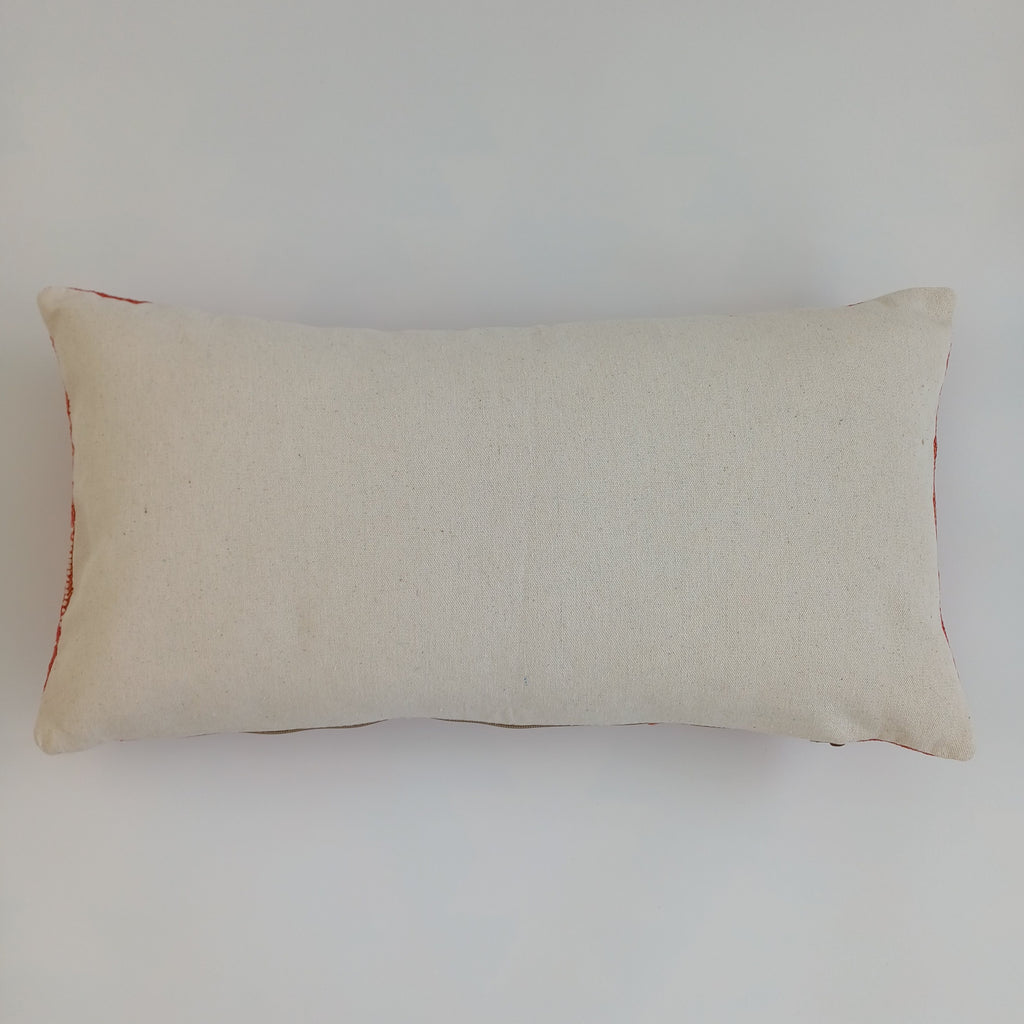 Moroccan Handmade Orange Red Cactus Silk Cushion Cover 24''x12'' / 60x30 CM