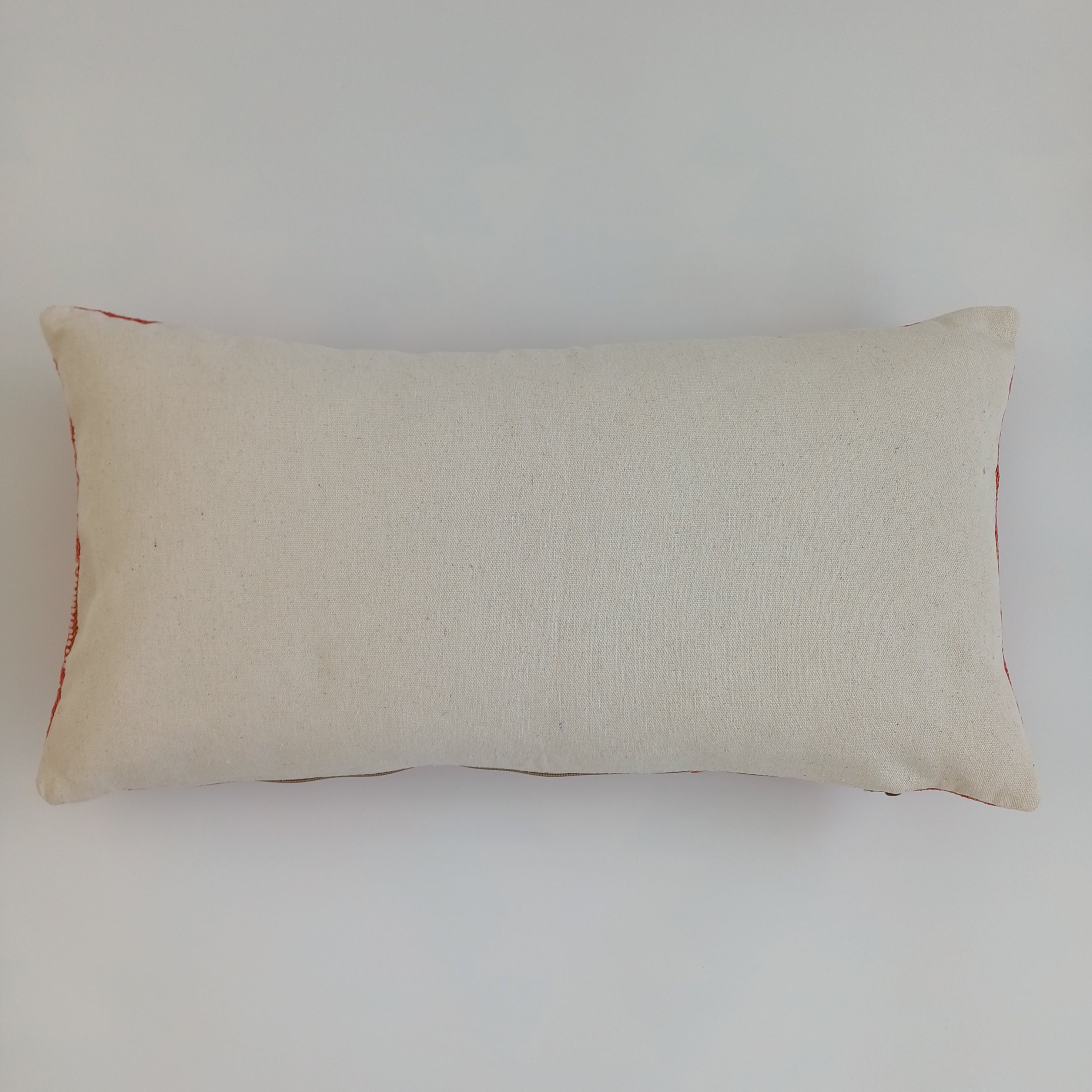 Moroccan Handmade Orange Red Cactus Silk Cushion Cover 24''x12'' / 60x30 CM