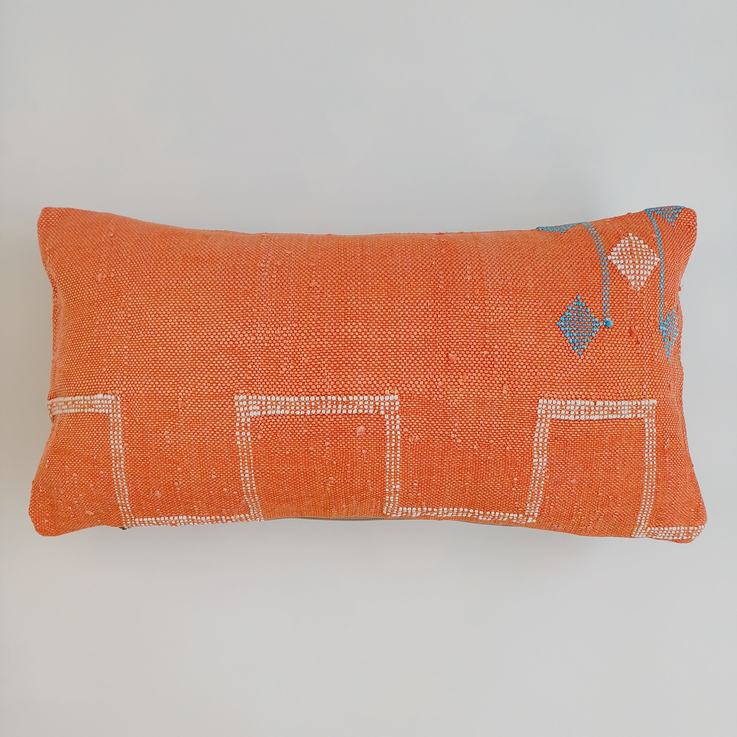 Moroccan Handmade Sunset Orange Cactus Silk Cushion Cover 24''x12'' / 60x30 CM
