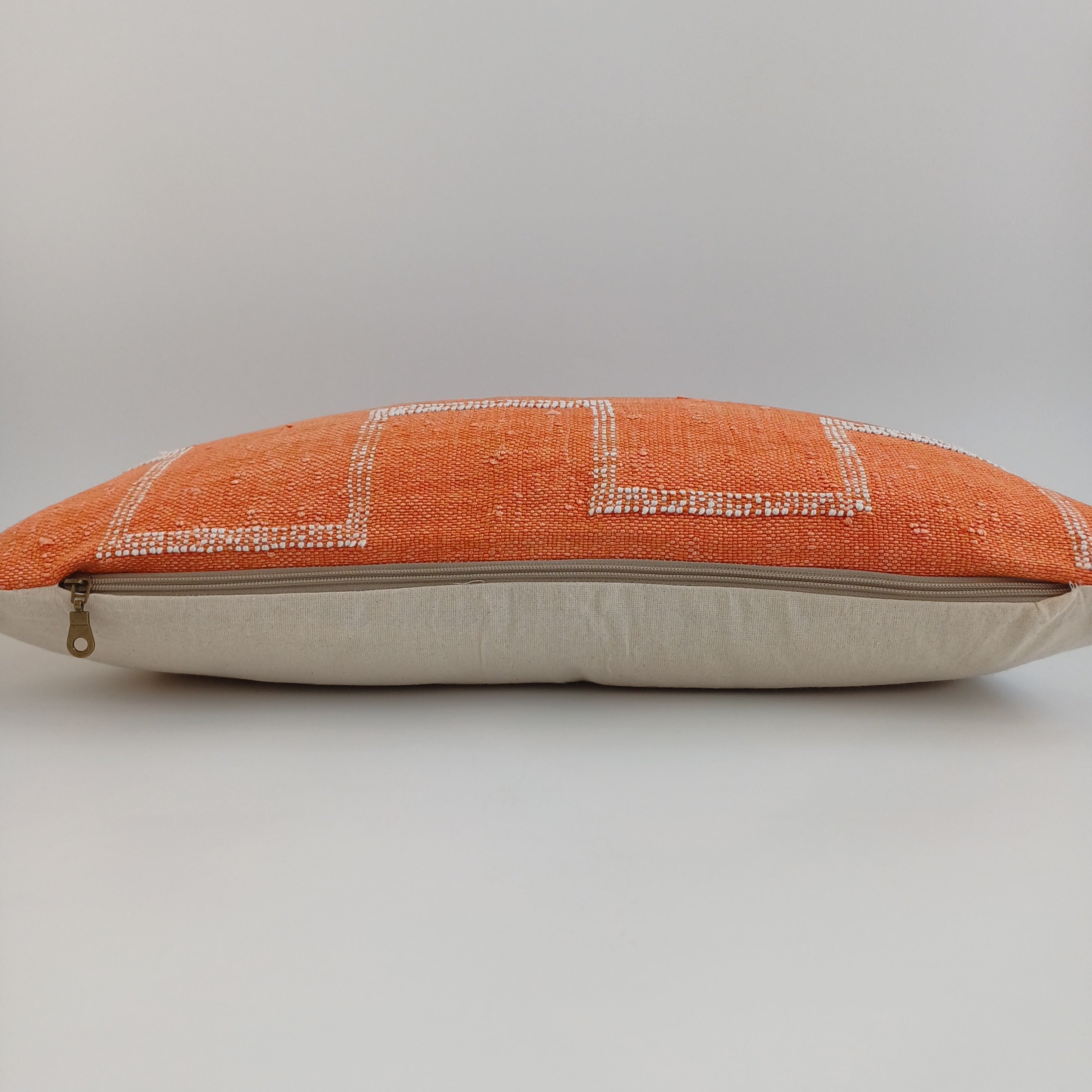 Moroccan Handmade Sunset Orange Cactus Silk Cushion Cover 24''x12'' / 60x30 CM