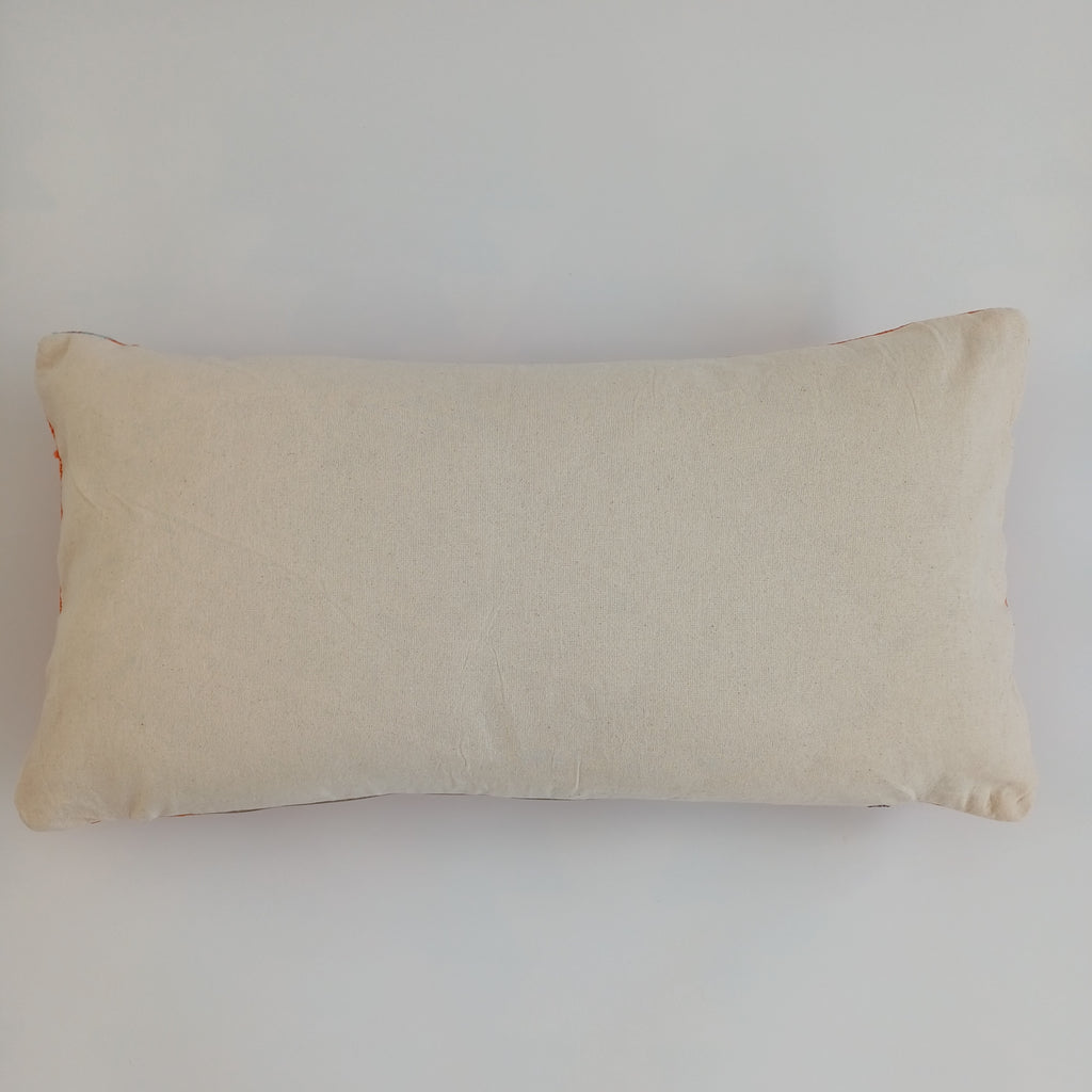 Moroccan Handmade Sunset Orange Cactus Silk Cushion Cover 24''x12'' / 60x30 CM