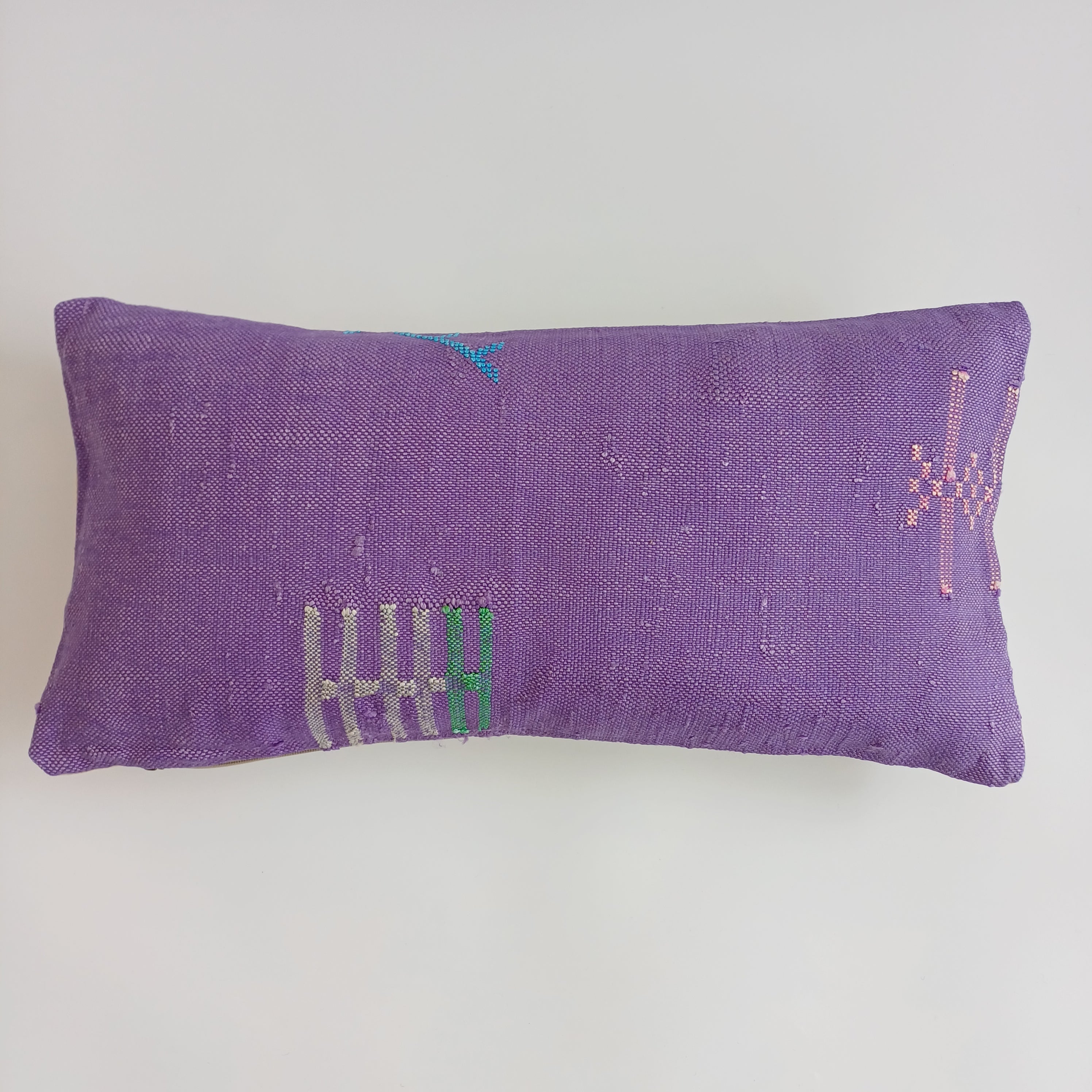 Moroccan Handmade Purple Cactus Silk Cushion Cover 24''x12'' / 60x30 CM