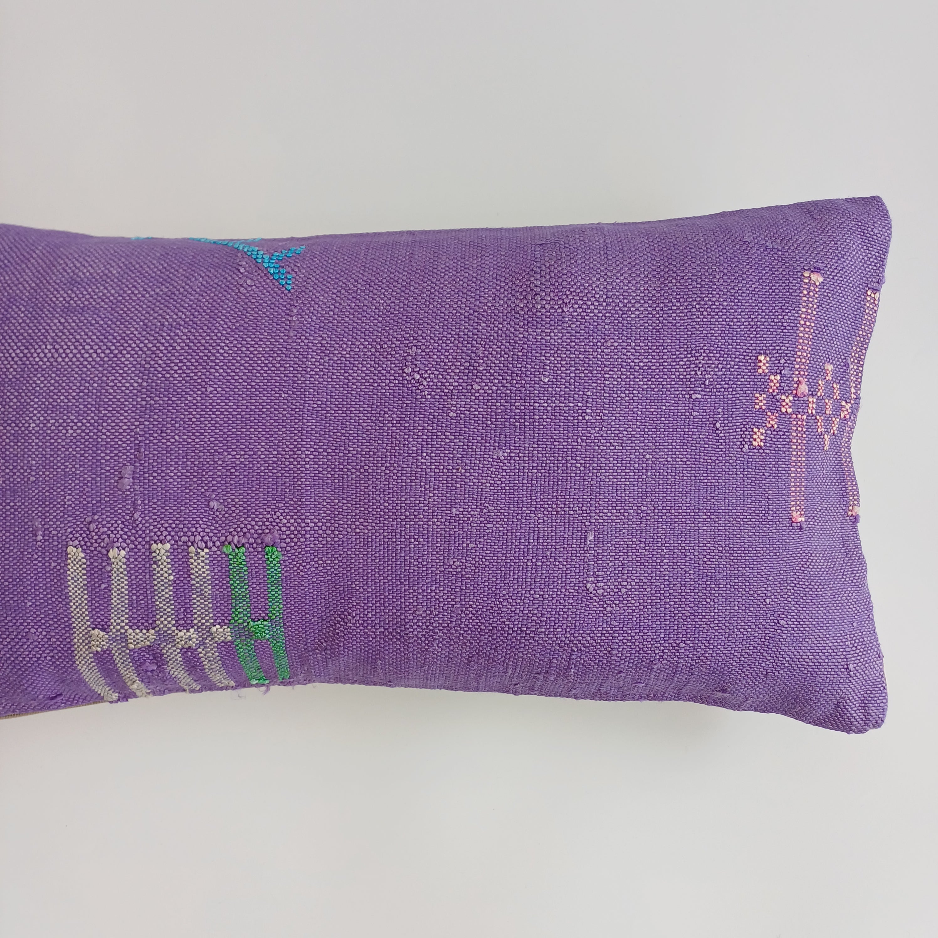 Moroccan Handmade Purple Cactus Silk Cushion Cover 24''x12'' / 60x30 CM