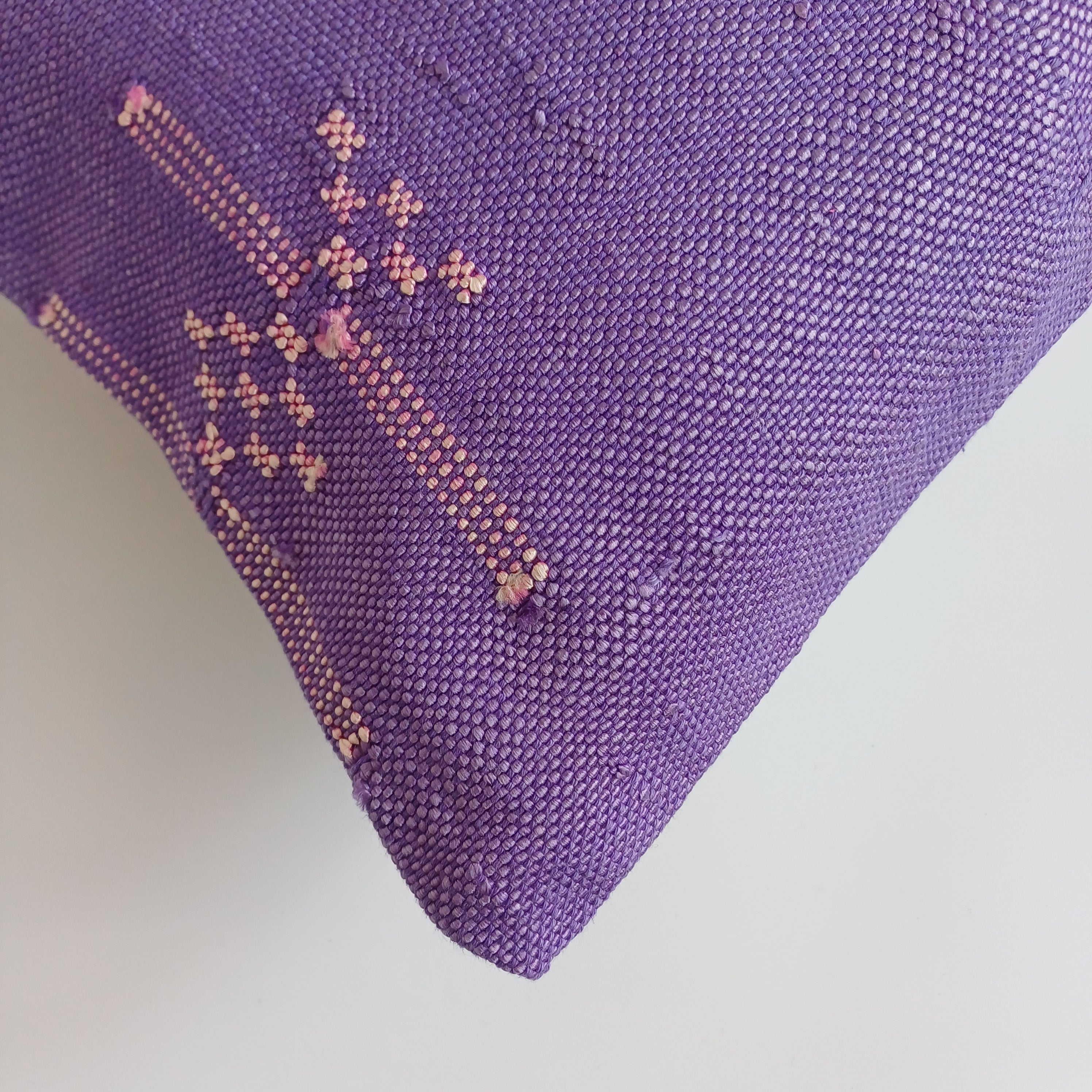Moroccan Handmade Purple Cactus Silk Cushion Cover 24''x12'' / 60x30 CM