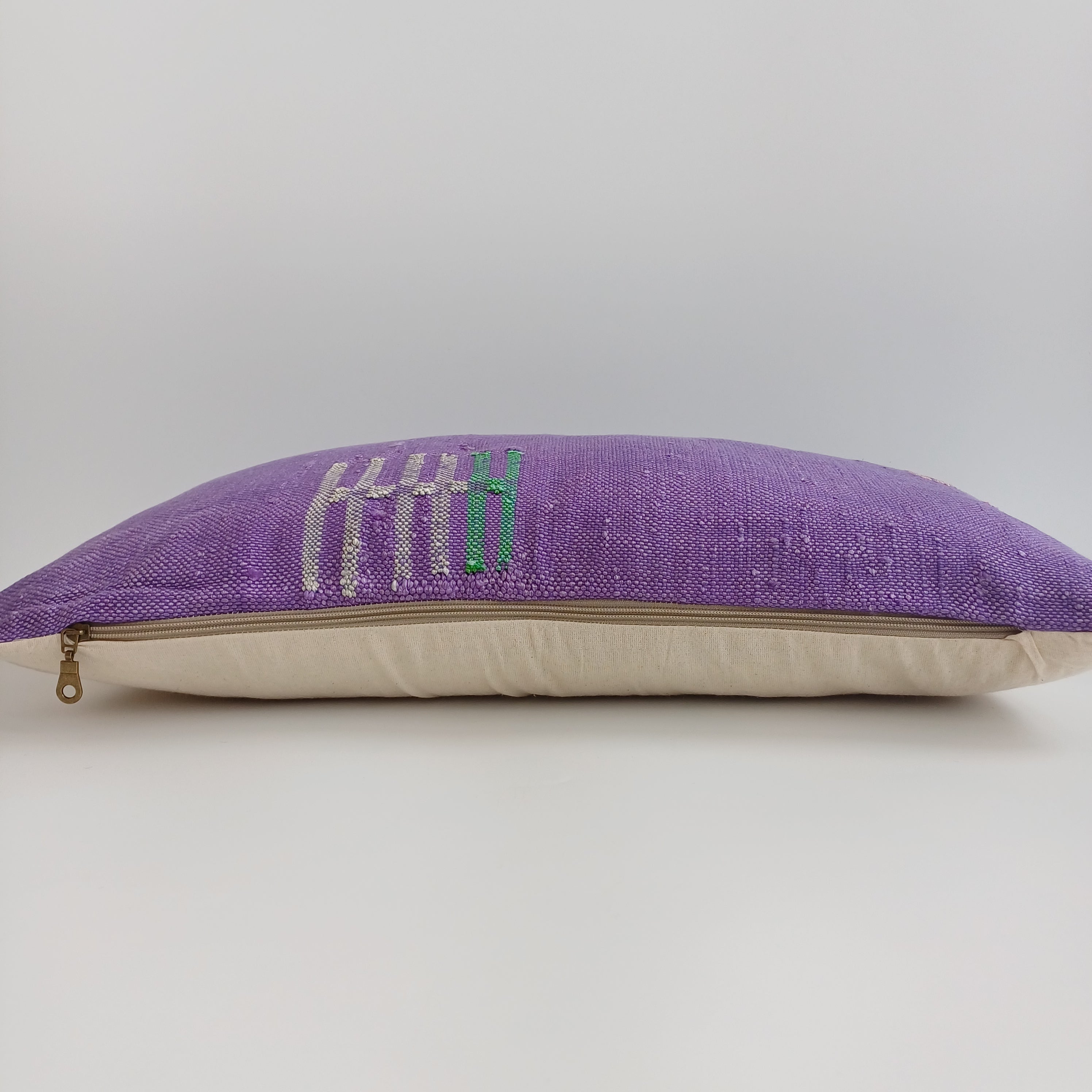 Moroccan Handmade Purple Cactus Silk Cushion Cover 24''x12'' / 60x30 CM