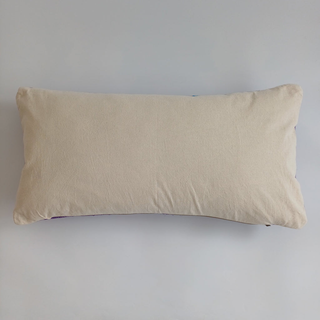 Moroccan Handmade Purple Cactus Silk Cushion Cover 24''x12'' / 60x30 CM