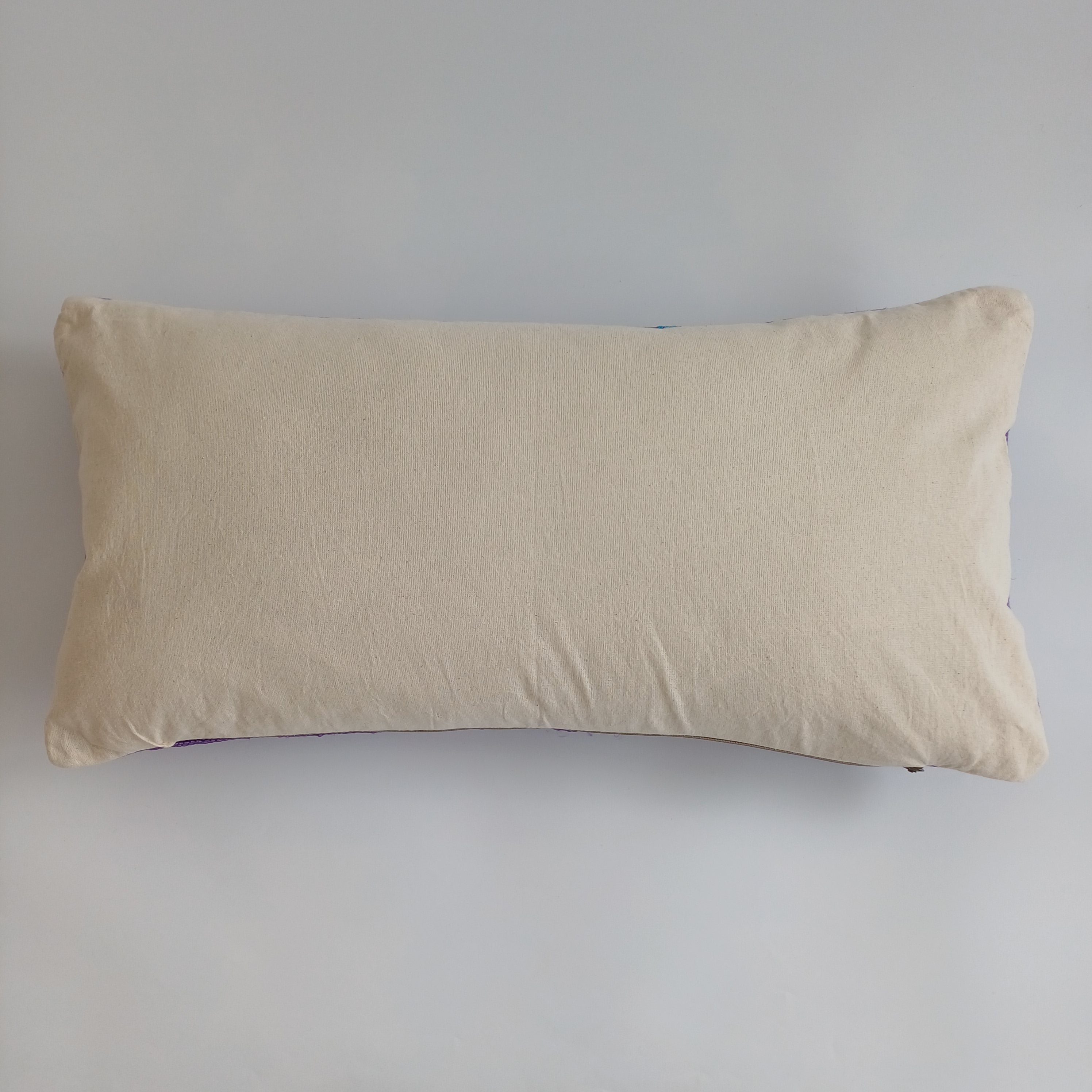 Moroccan Handmade Purple Cactus Silk Cushion Cover 24''x12'' / 60x30 CM