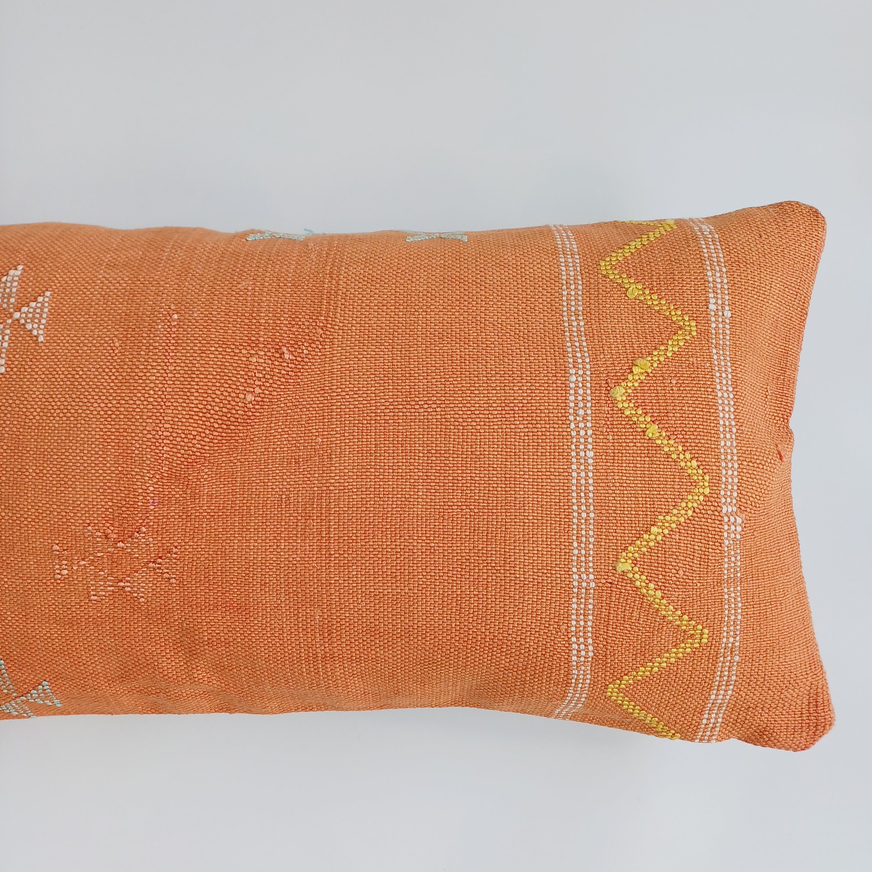 Moroccan Handmade Sunset Orange Cactus Silk Cushion Cover 24''x12'' / 60x30 CM