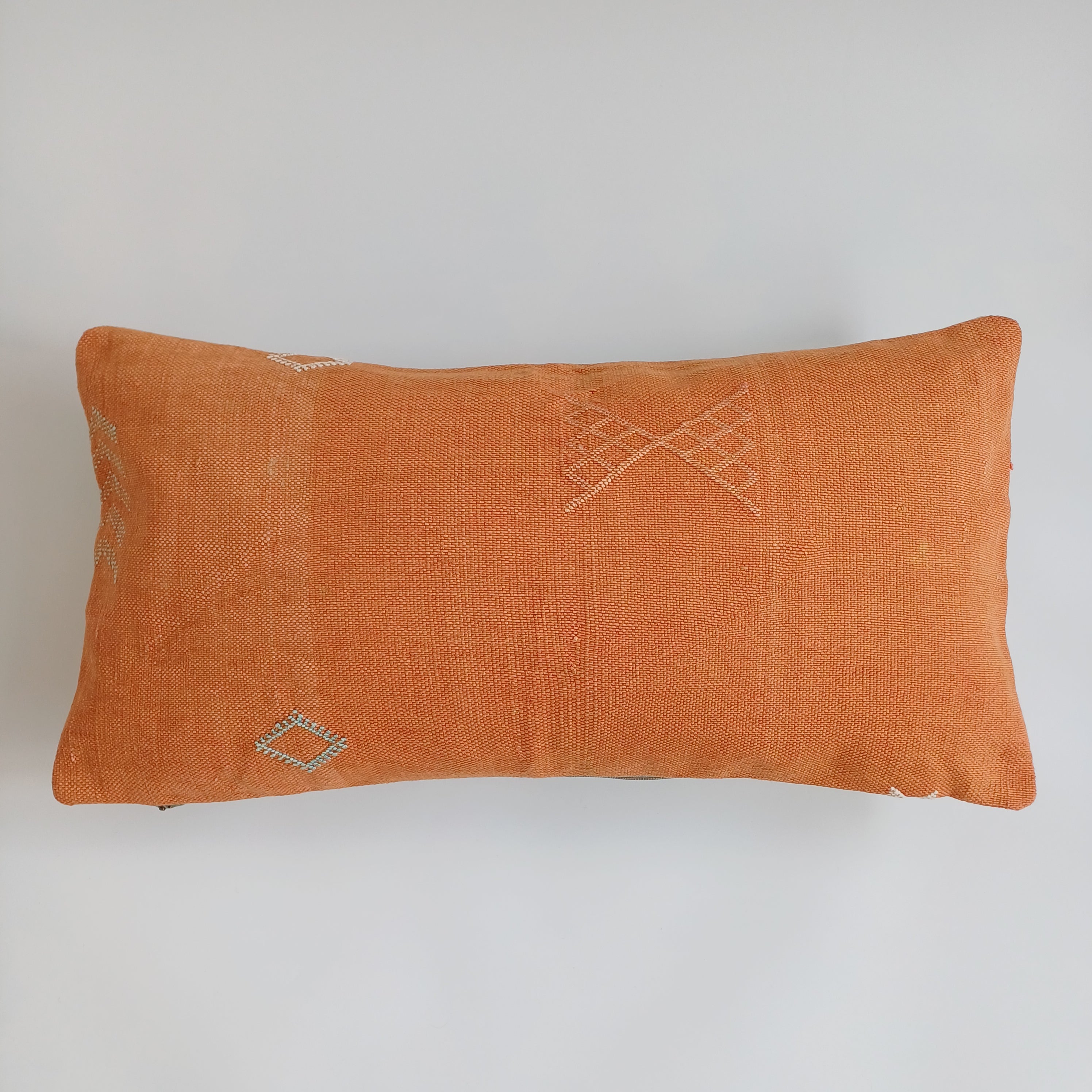 Moroccan Handmade Sunset Orange Cactus Silk Cushion Cover 24''x12'' / 60x30 CM