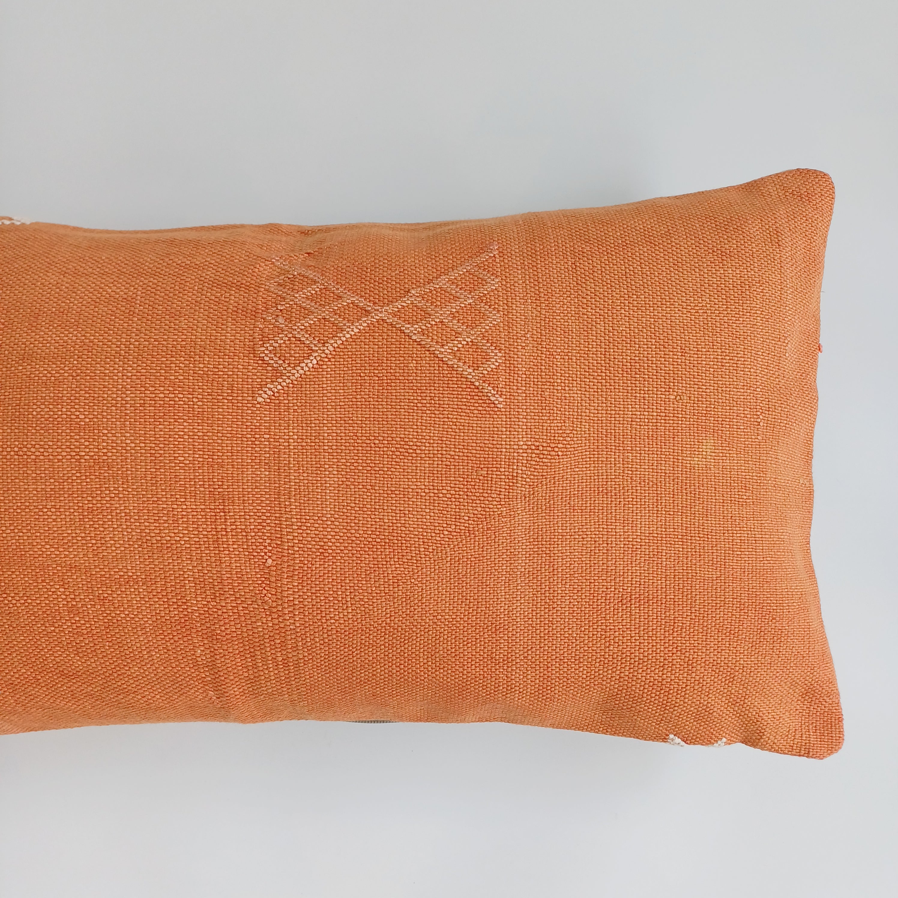 Moroccan Handmade Sunset Orange Cactus Silk Cushion Cover 24''x12'' / 60x30 CM