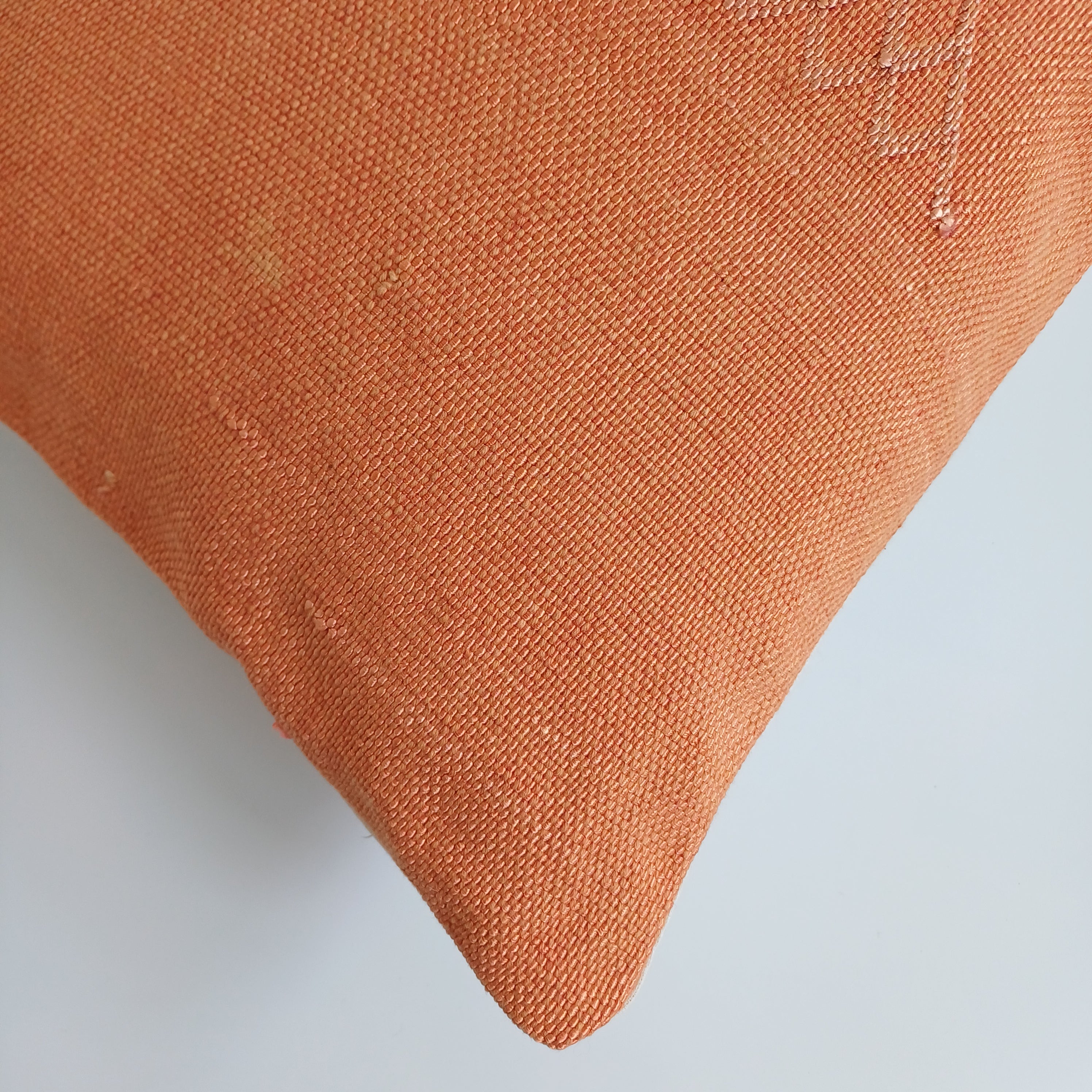 Moroccan Handmade Sunset Orange Cactus Silk Cushion Cover 24''x12'' / 60x30 CM