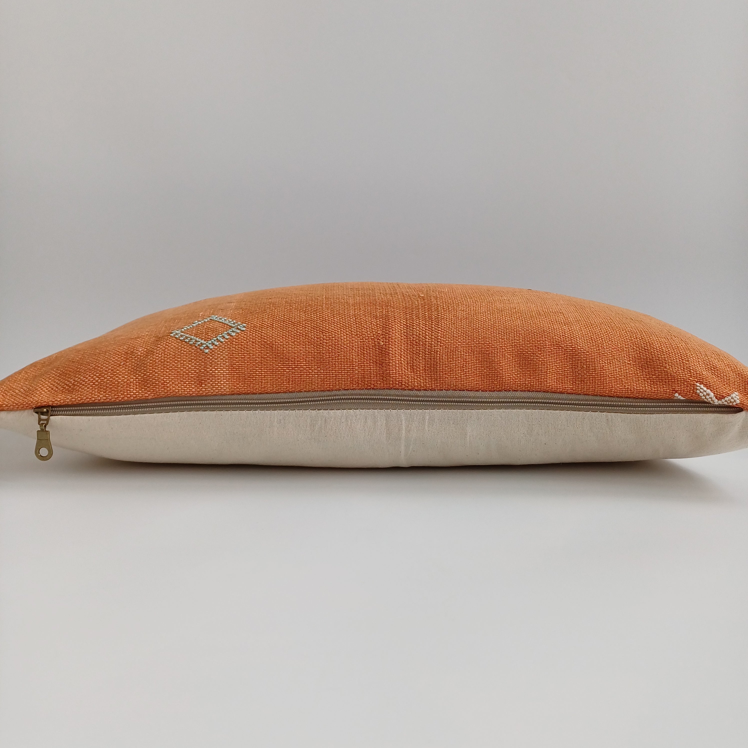 Moroccan Handmade Sunset Orange Cactus Silk Cushion Cover 24''x12'' / 60x30 CM