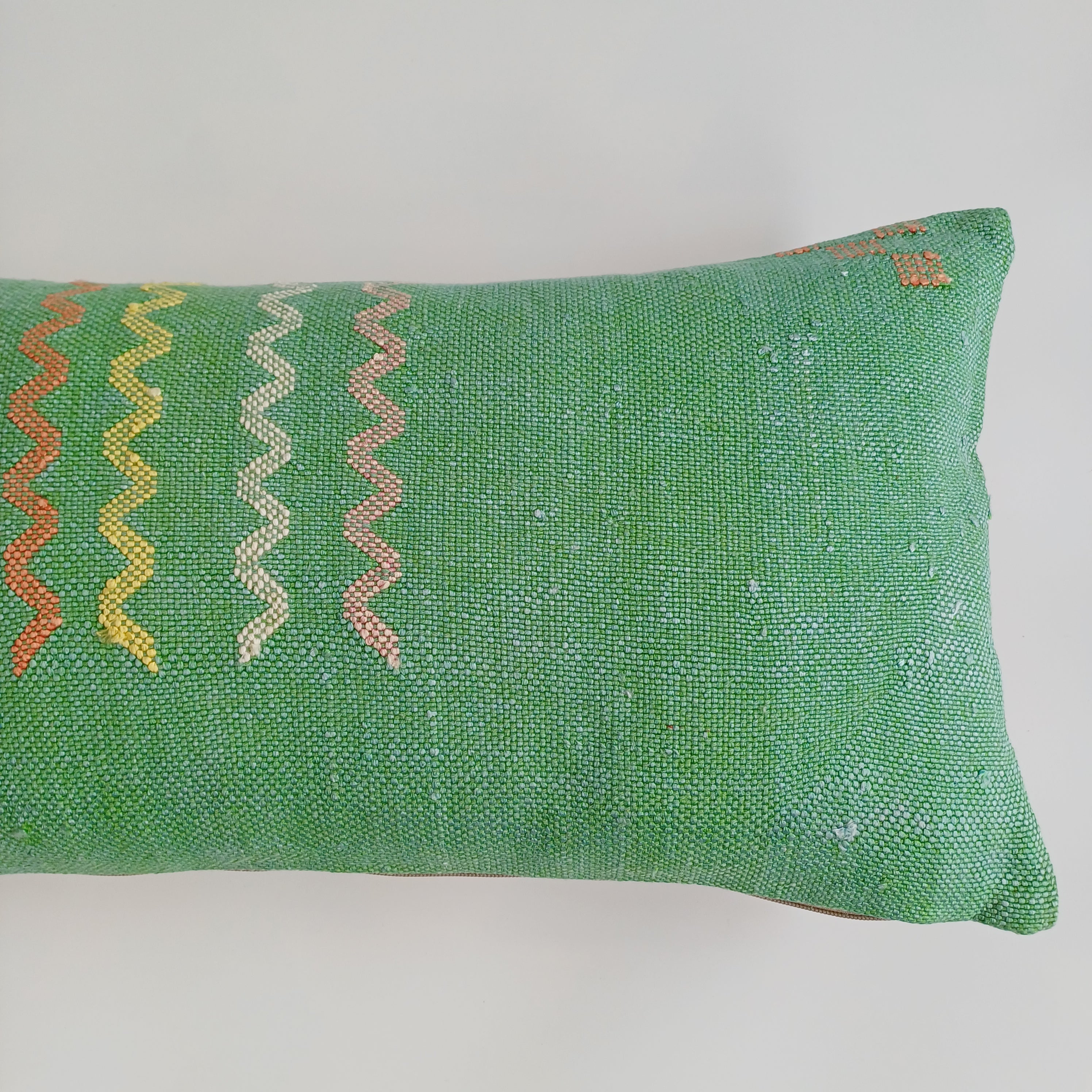 Moroccan Handmade Green Cactus Silk Cushion Cover 24''x12'' / 60x30 CM