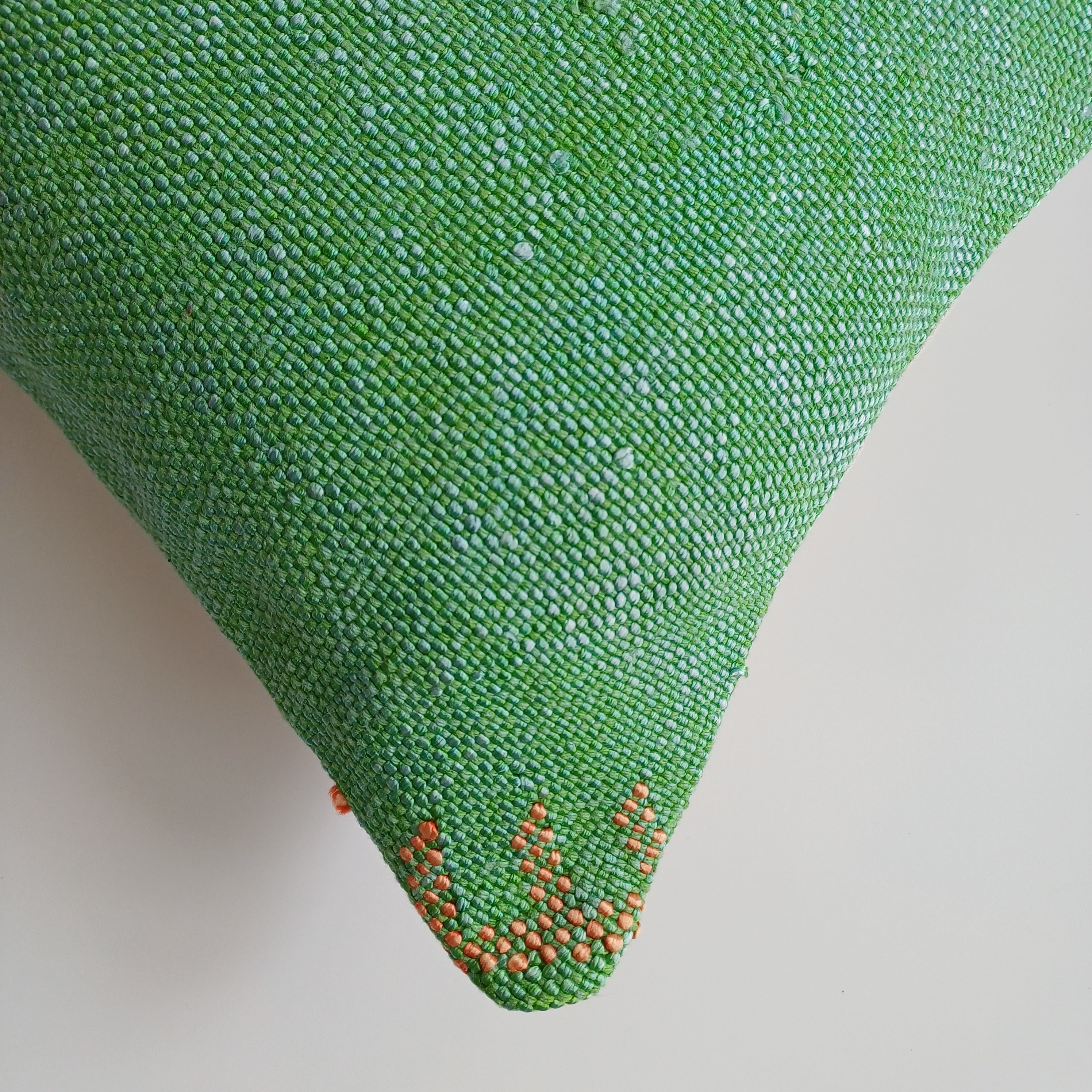 Moroccan Handmade Green Cactus Silk Cushion Cover 24''x12'' / 60x30 CM
