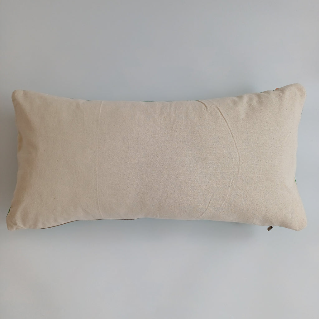 Moroccan Handmade Green Cactus Silk Cushion Cover 24''x12'' / 60x30 CM