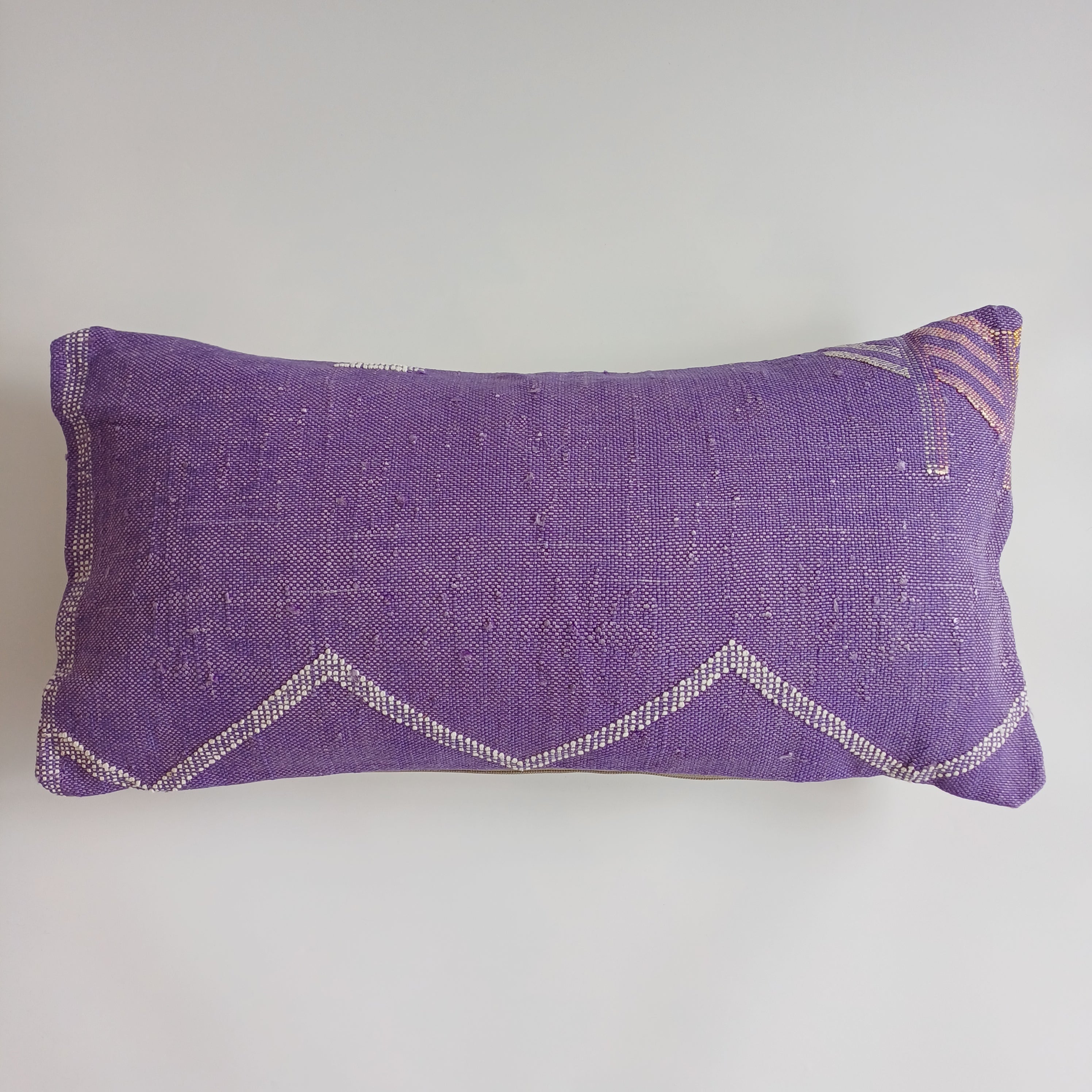 Moroccan Handmade Purple Cactus Silk Cushion Cover 24''x12'' / 60x30 CM