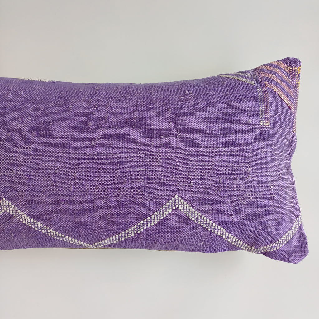 Moroccan Handmade Purple Cactus Silk Cushion Cover 24''x12'' / 60x30 CM